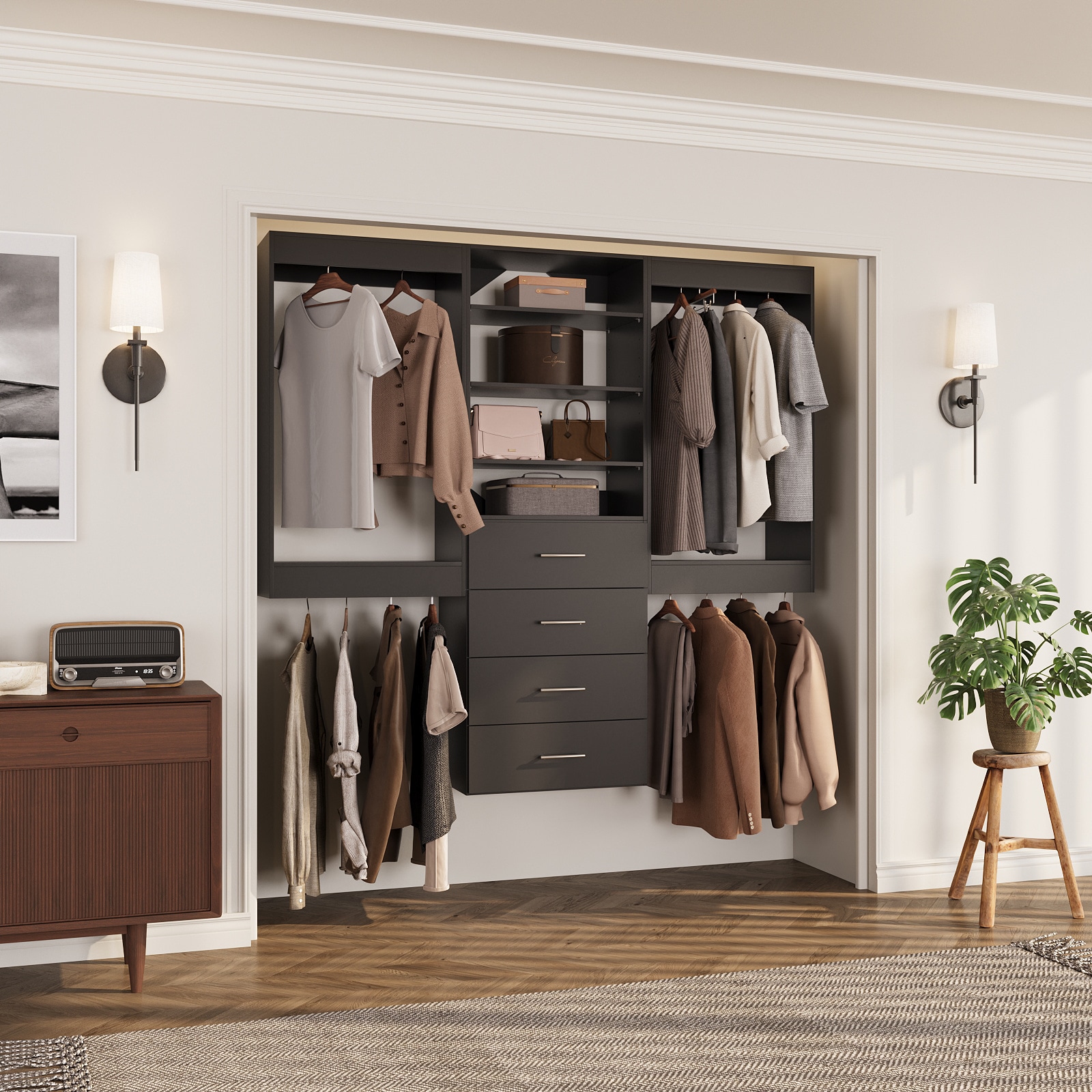 LOVMOR LO-MODEL4-10-ZJL Wood-Closet-Shelves - View #2