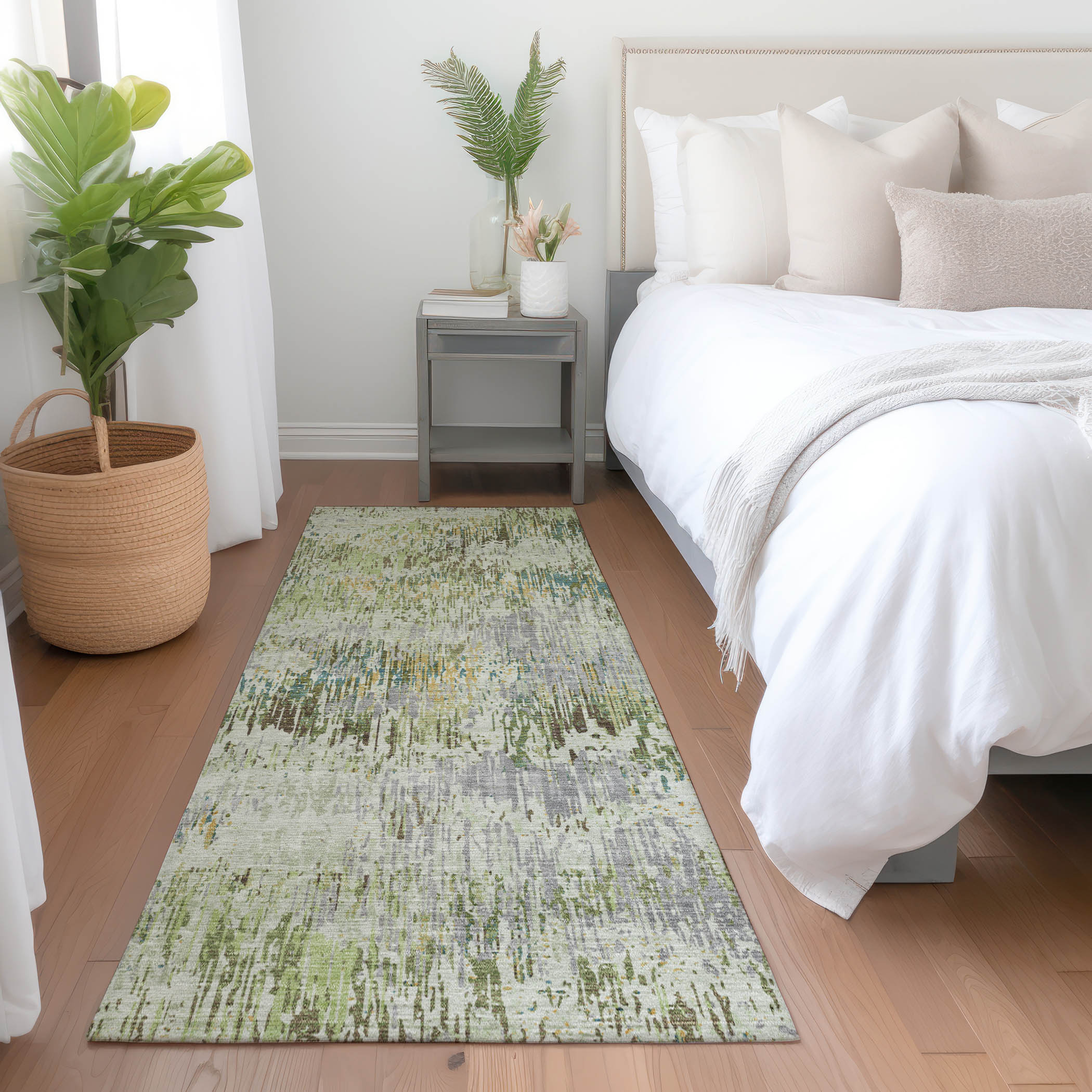 Addison Rugs ACN1377AL2X8 Chantille ACN1377AL 2 x 7 (ft) Polyester Aloe Rectangular Indoor/Outdoor Geometric Machine washable Runner rug