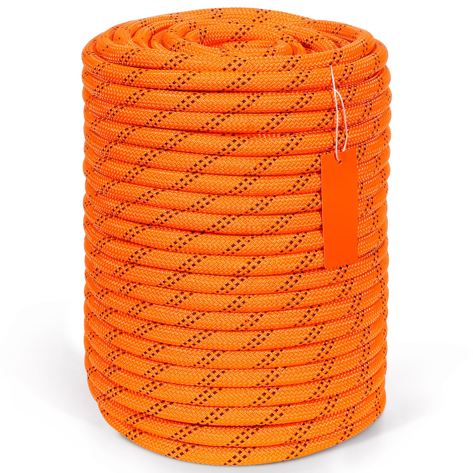 VEVOR SCHCCLSDL12I04923V0 Dual-Weave Polyester Cord  1/2 inch x 220 feet  48-Strand  8000 LBS Tensile Strength  Multi-Use Outdoor Rope for Camping  Swinging  Rappelling  and Rescue  Orange/Black