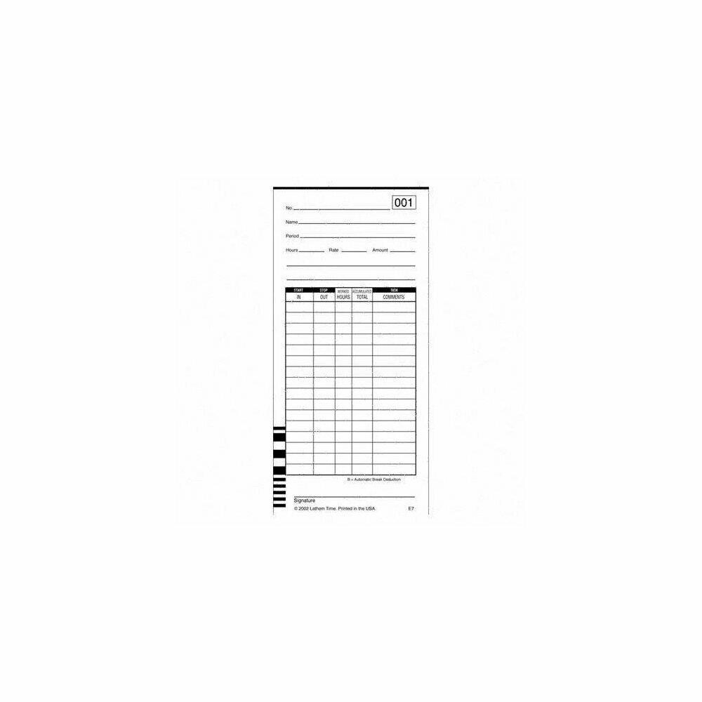  CAROL1461 Lathem LTHE7 7500E Weekly and Biweekly Semi-Monthly Time Card, Box of 1000