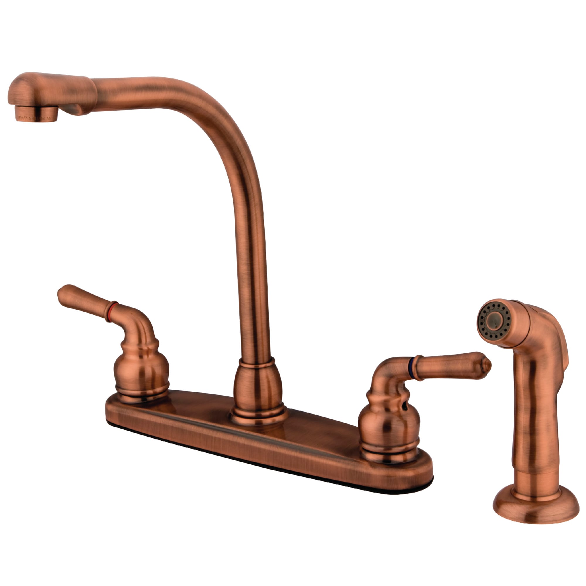 Elements of Design EB756SP Magellan Antique copper Double Handle Deck-mount Kitchen Faucet ( Deck Plate Included ) ( Side Sprayer Included )