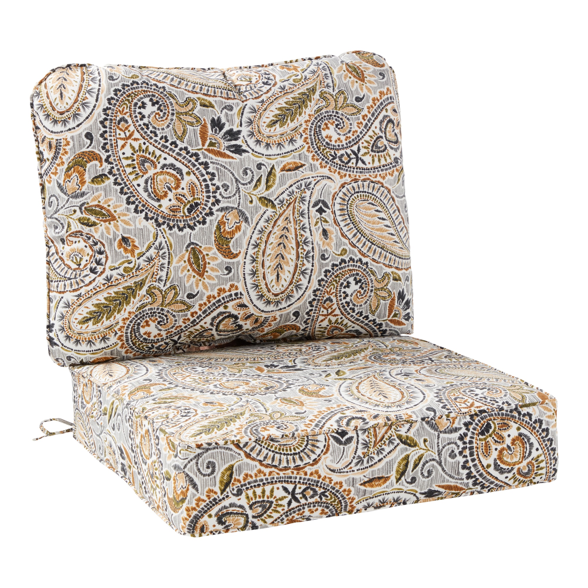 Greendale Home Fashions - Outdoor 24-in x 24-in 2 -Piece Arctic Paisley Deep seat patio chair cus...