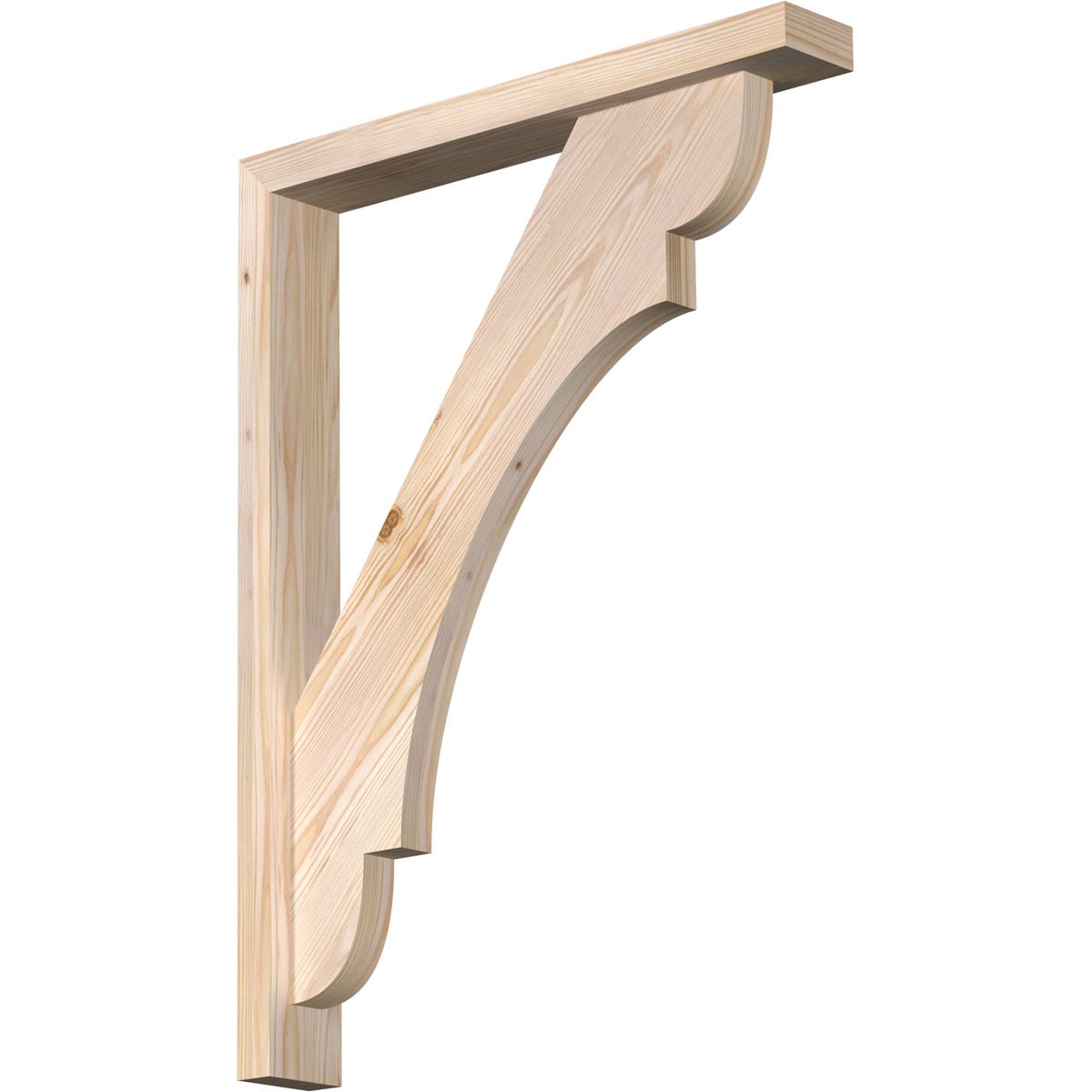 Ekena Millwork 1463725 Olympic Block Smooth Bracket with Offset Brace 3-1/2-in x 24-in x 32-in Douglas fir Brown Wood Standard bracket