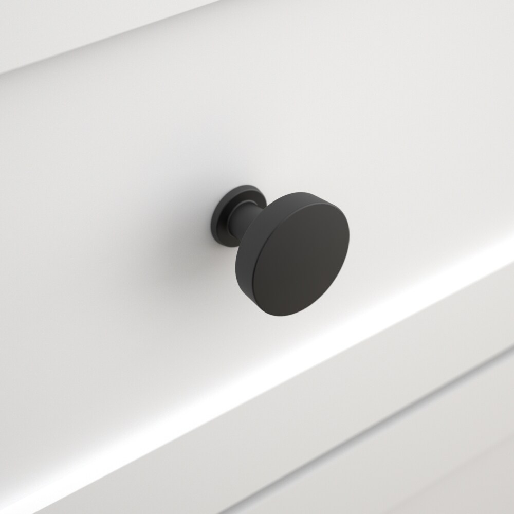 Origin 21 Vero 1-1/4-in Matte Black Round Transitional Cabinet Knob in ...