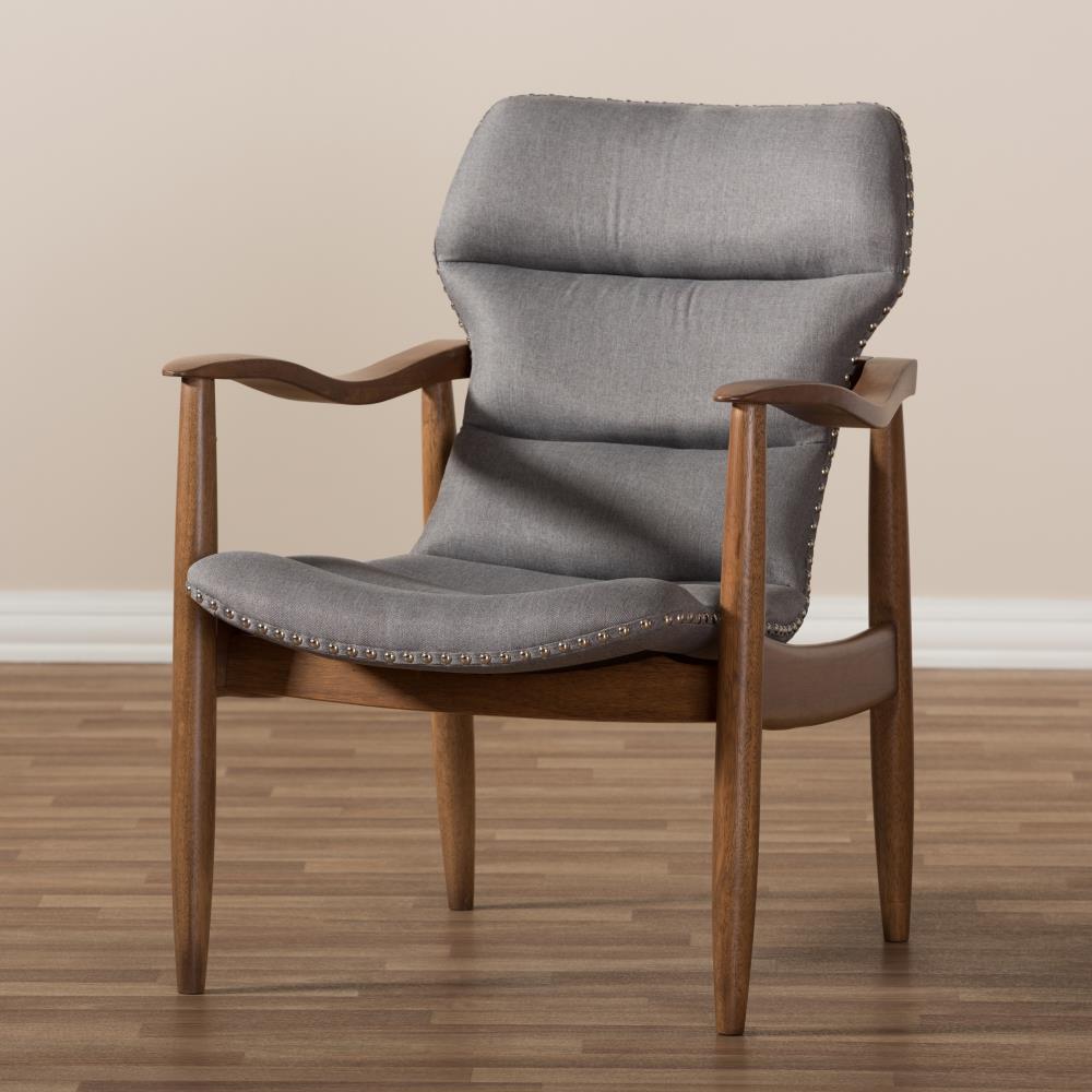 Baxton Studio Hadley Midcentury Grey Linen Accent Chair in the