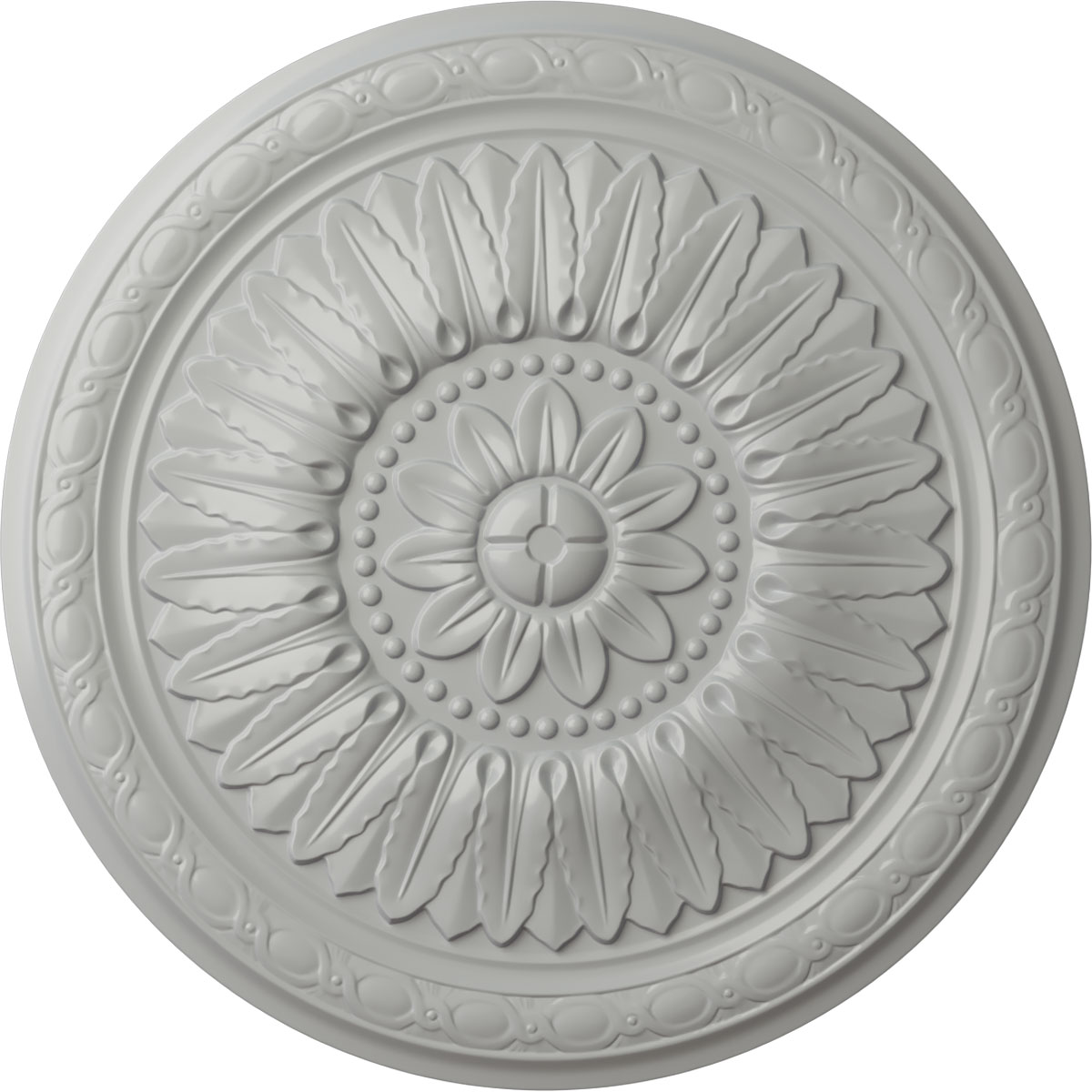 Ekena Millwork CM24TEFRF Temple 24-in W x 24-in L Painted Frost Polyurethane Whole Ceiling Medallion