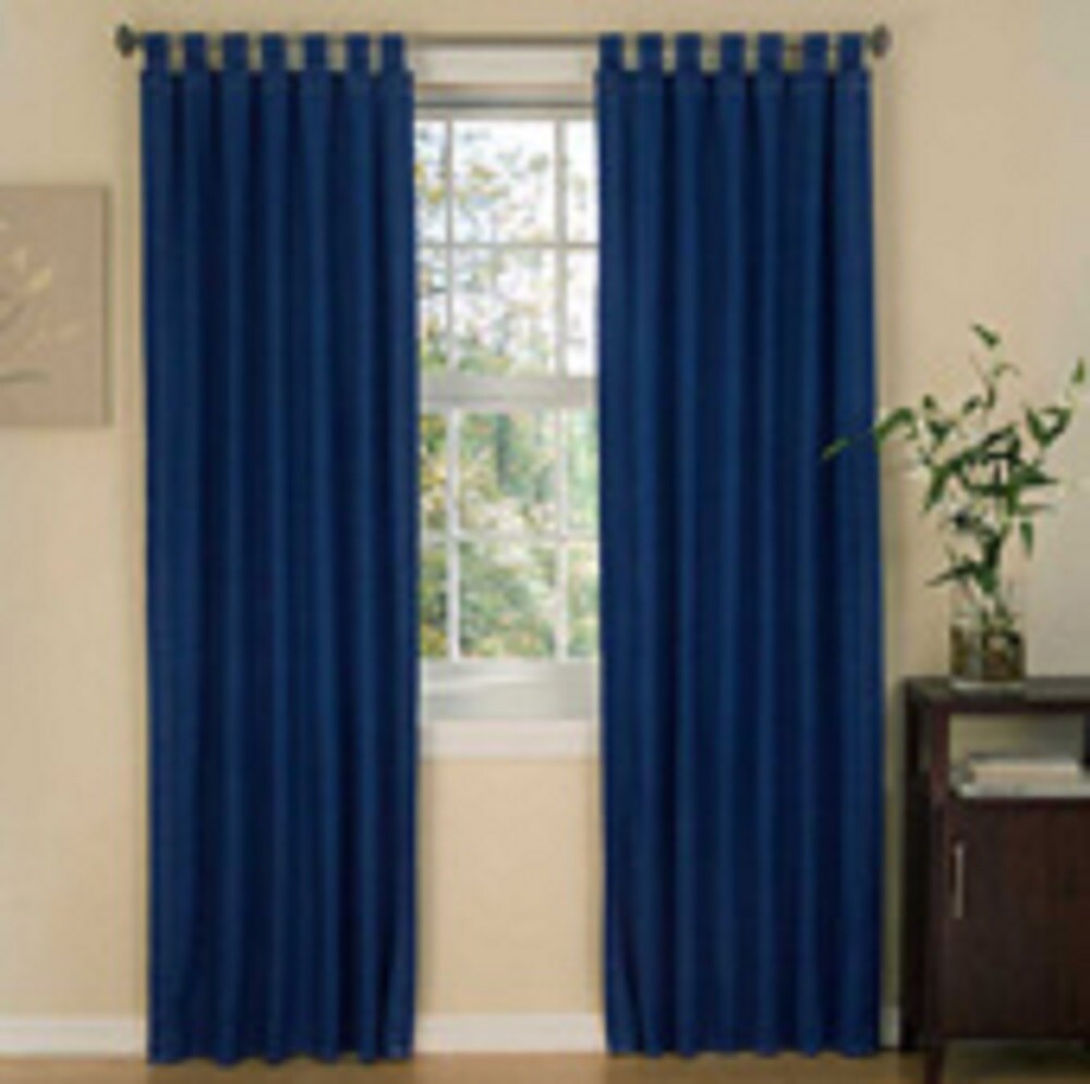 Karin Maki 84-in Blue Denim Cotton Light Filtering Top Tab Curtain ...