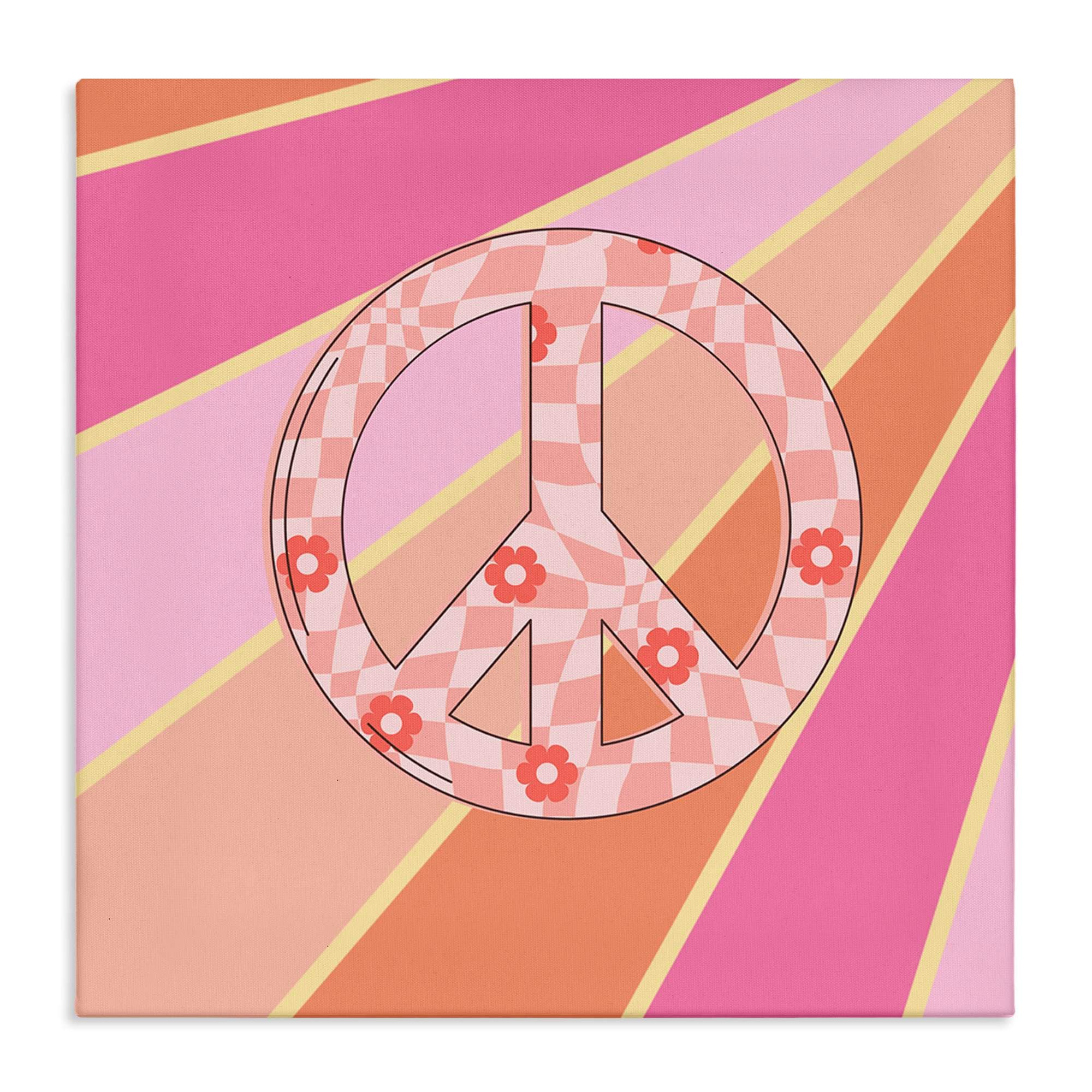 Stupell Industries BS-424-CN-17X17 Beaming Floral Peace Symbol Canvas design by Jesse Keith