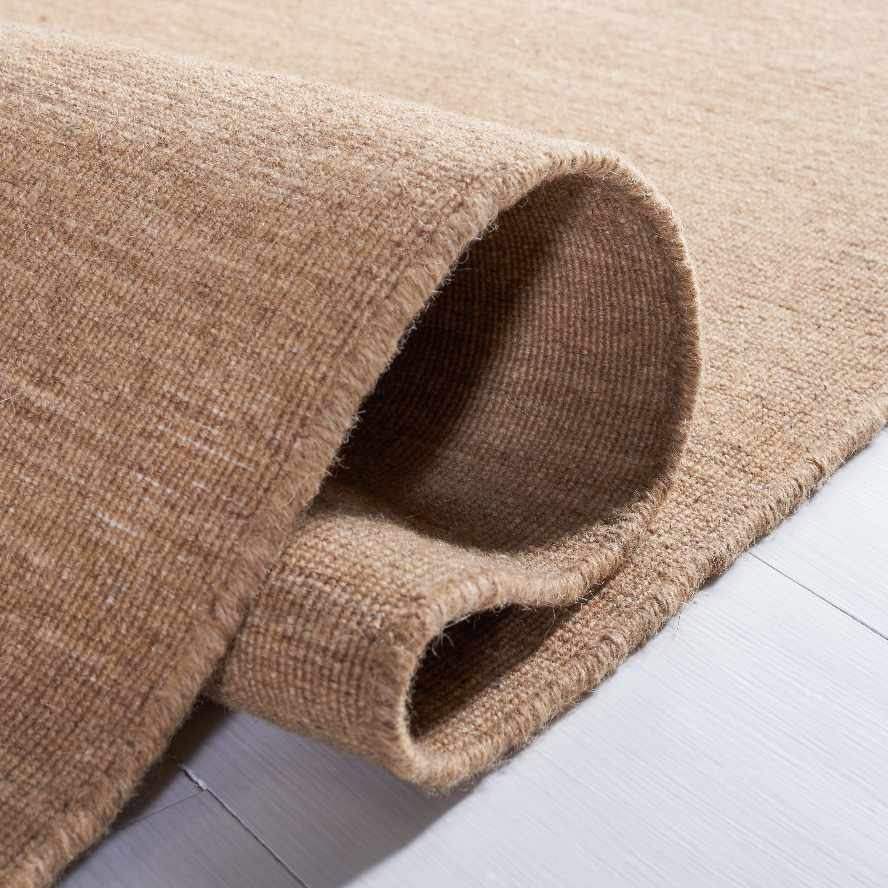 Beige Handmade Wool and Cotton Flat Woven Runner Rug