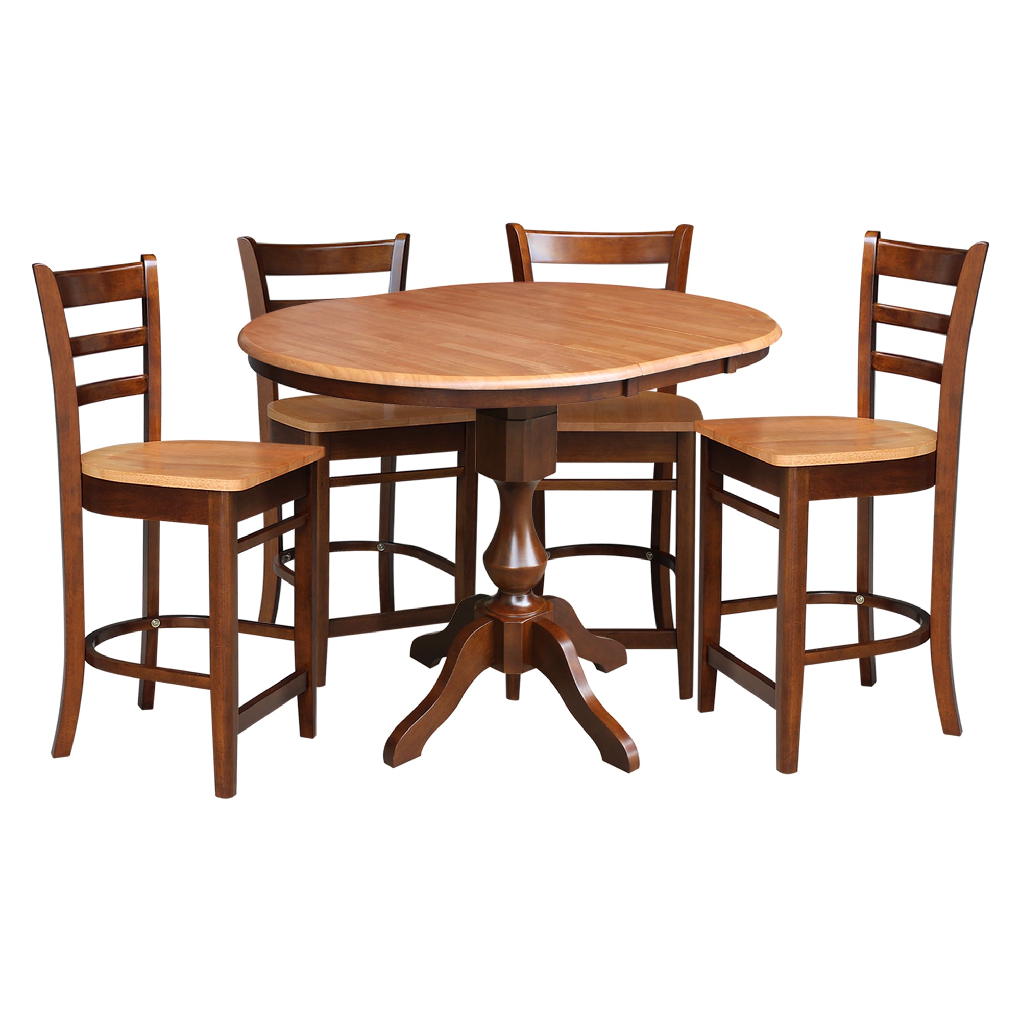 International Concepts K58-36RXT-11-S6172-4 Cinnamon/Espresso Traditional Dining Room Set with Round Table ( Seats 4 )