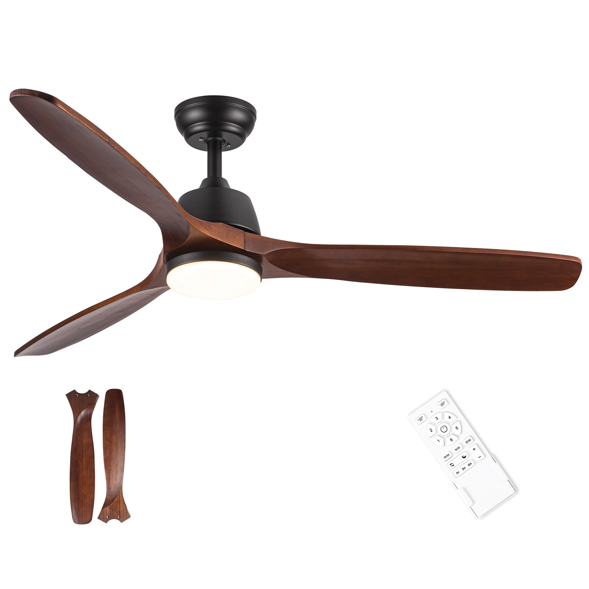 YUHAO LSDC1110BKM52 Karimoku 52-in Color-Changing Integrated LED Outdoor Black with Matte Blades Propeller Ceiling Fan With Light - Remote Included ( 3 -Blade )