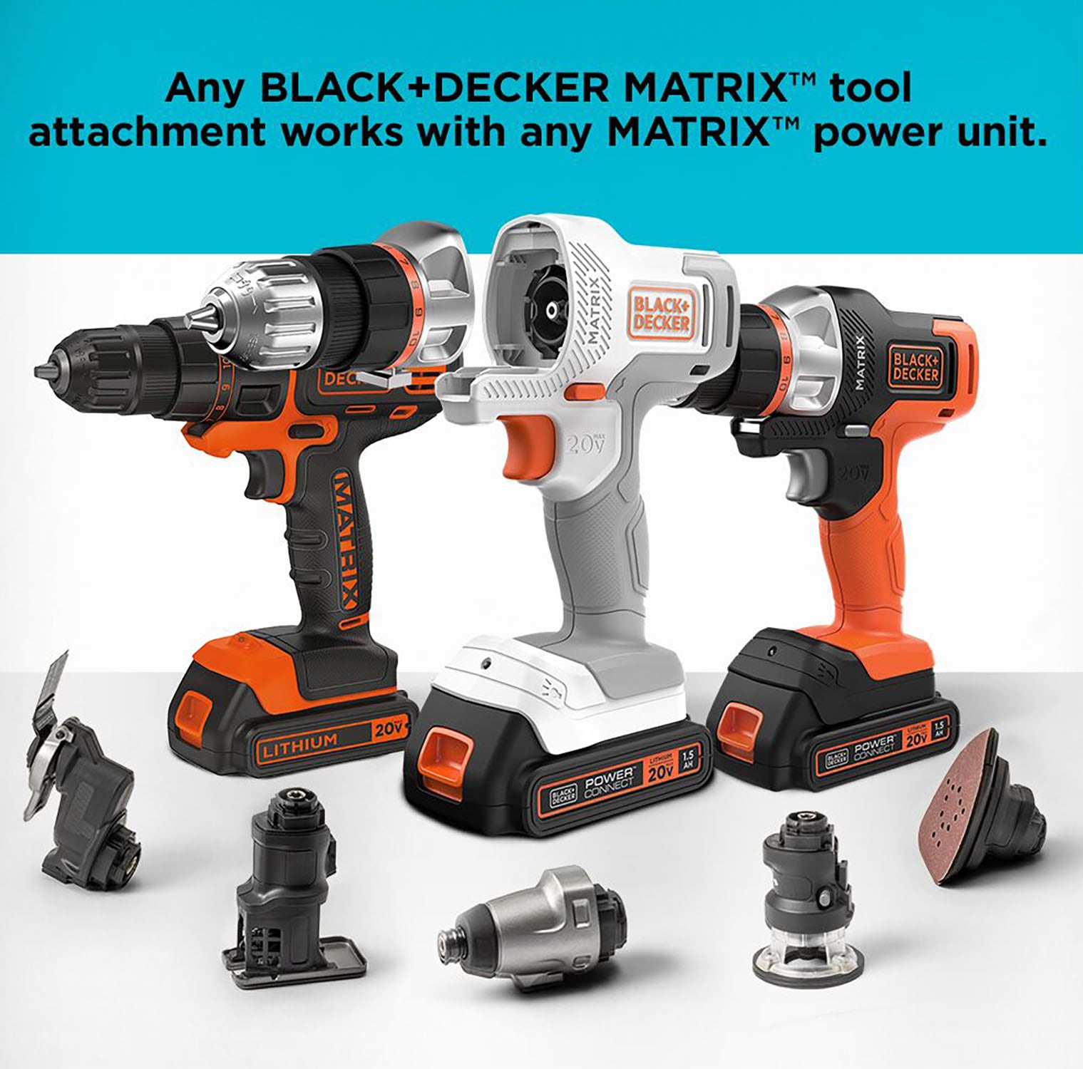  BLACK+DECKER 20V MAX MATRIX Drill, Power Tool Combo Kit, 6-Tool  Set, Cordless Tool Set (BDCDMT1206KITC)