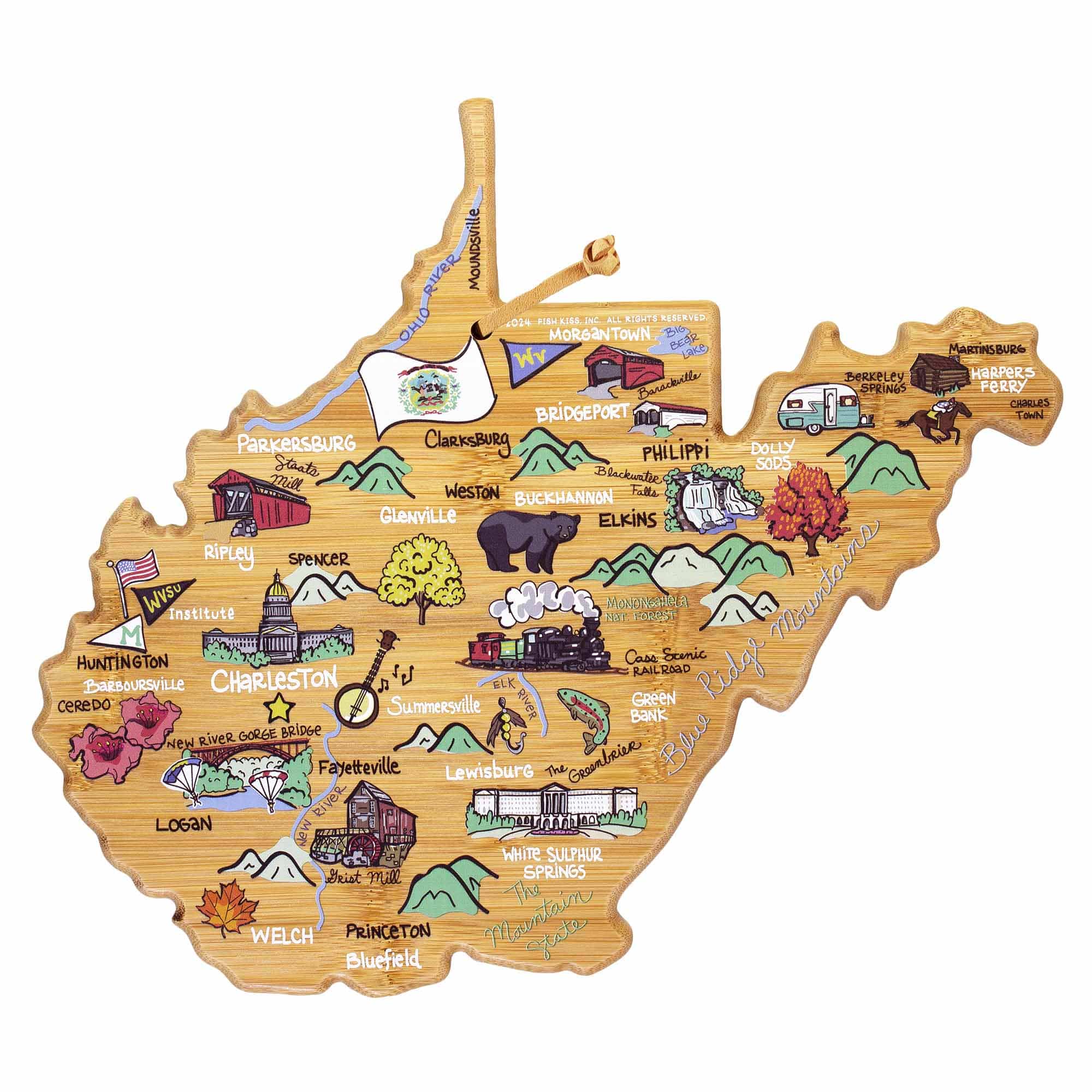 Totally Bamboo  Fish Kiss West Virginia Bamboo Serving and Cutting Board