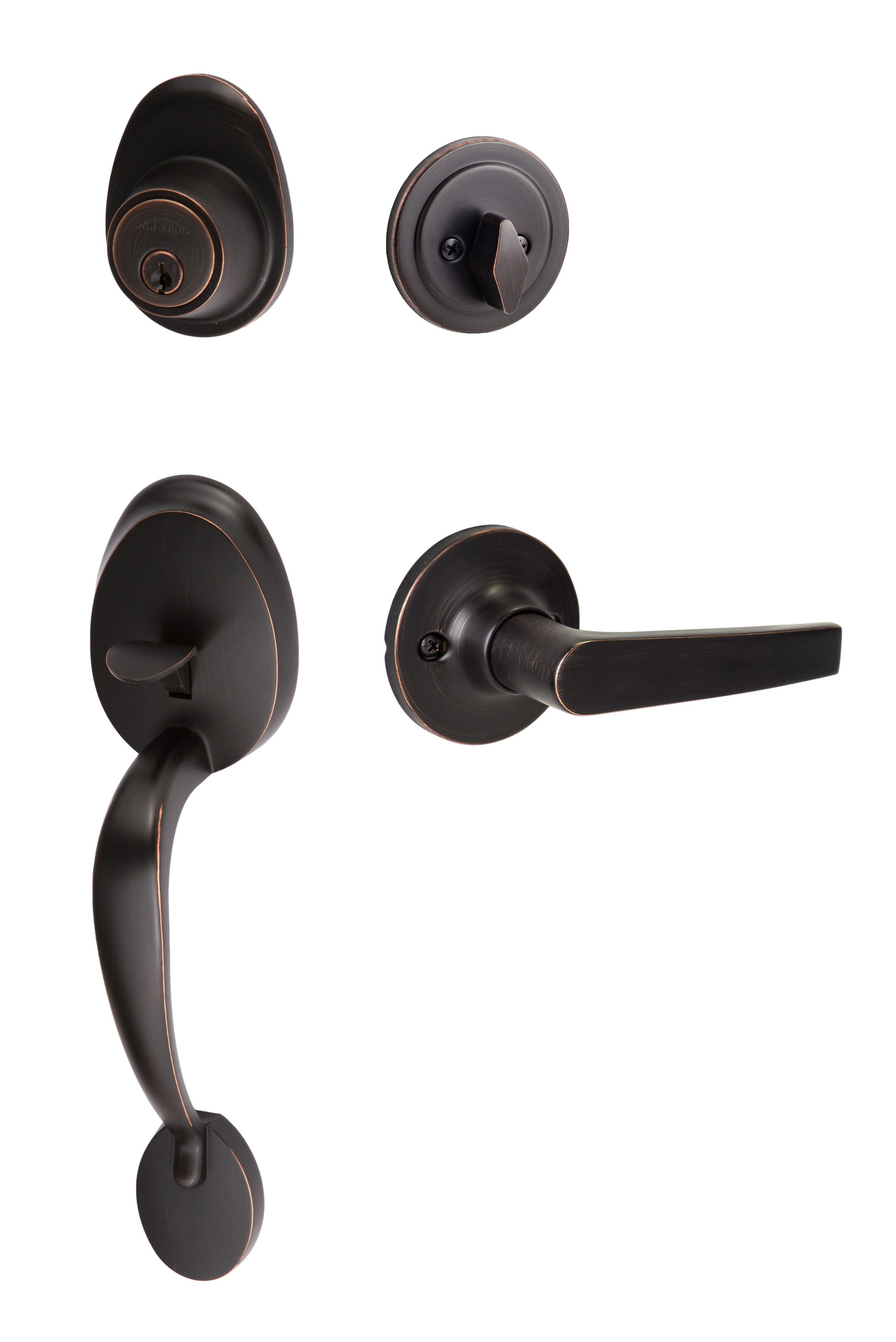 Sure-Loc Hardware AT507-CD 11P Sure-Loc Door Hardware Alta Vintage Bronze Single-Cylinder Deadbolt Keyed entry door handleset with Delta Lever