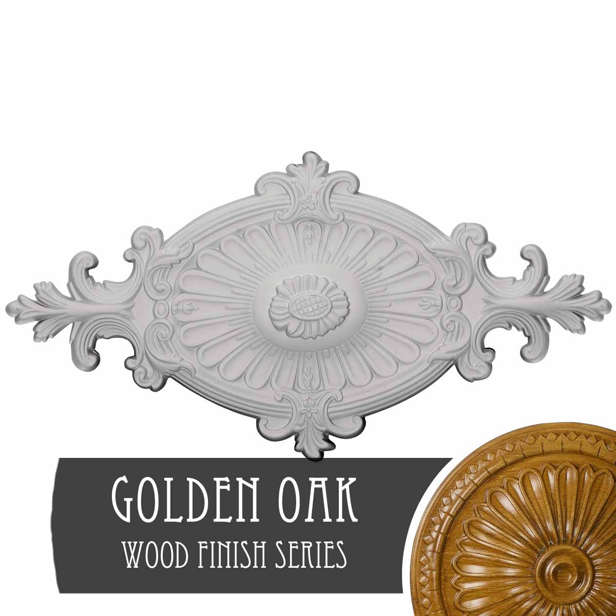 Ekena Millwork CM23RO1GOS Quentin 12.25-in W x 23.5-in L Golden Oak Polyurethane Ceiling Medallion