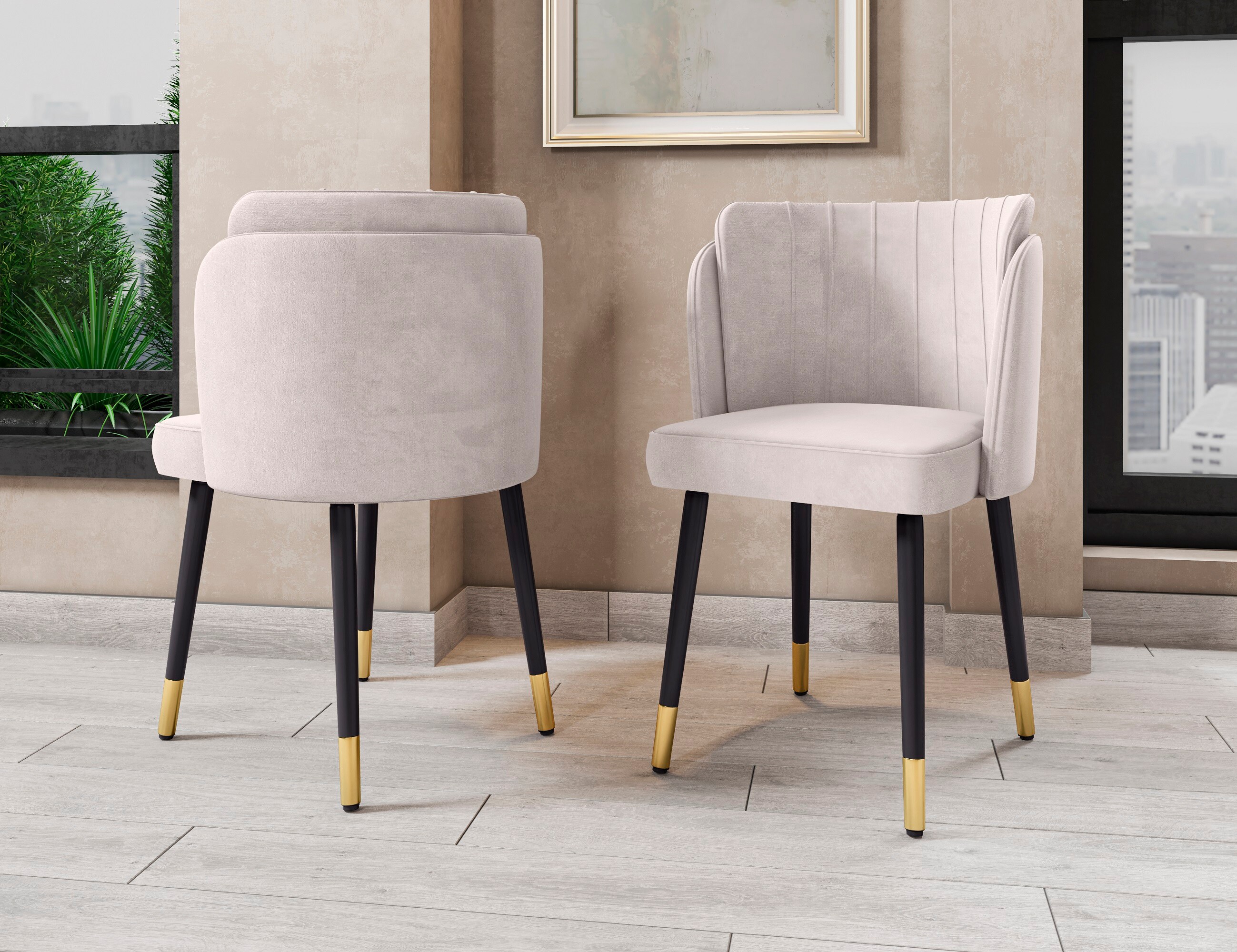 Manhattan Comfort DC043-CR Zephyr Contemporary/Modern Velvet Upholstered Dining Side Chair (Wood Frame)