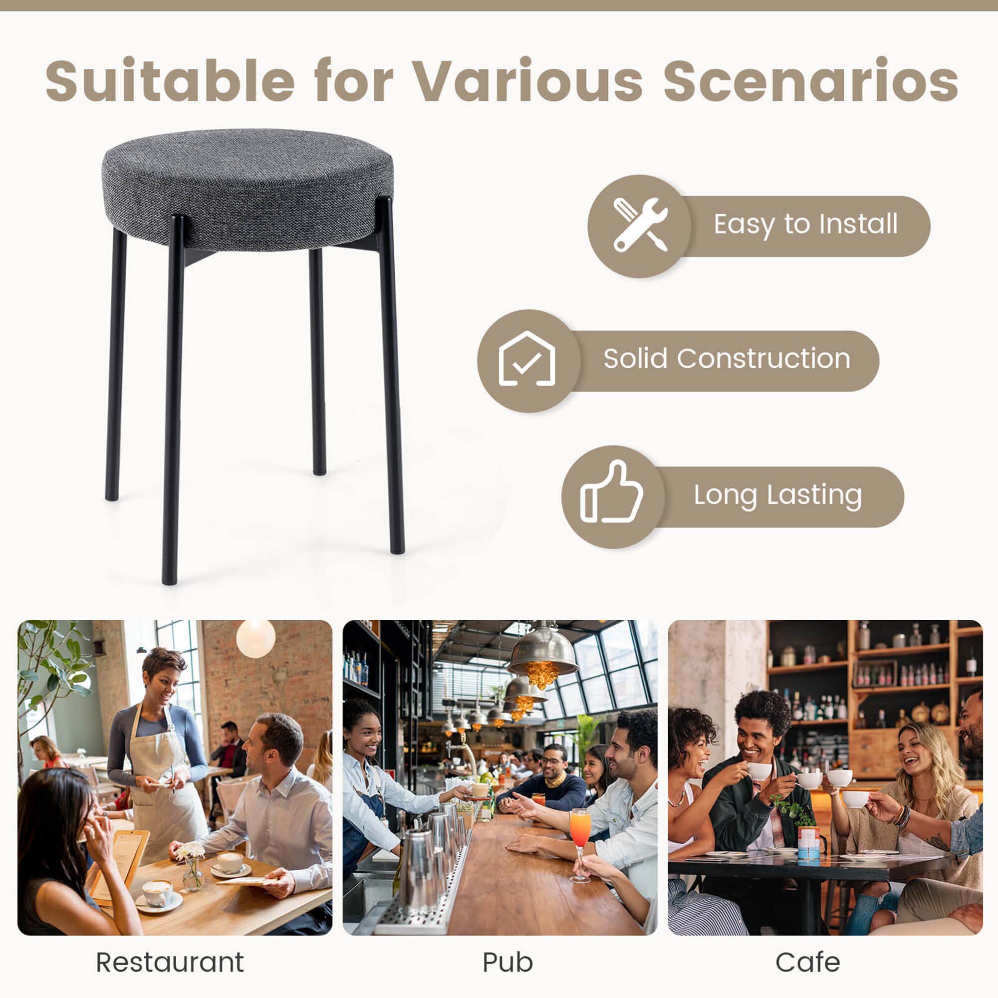 Costway HCST00921 stools - View #3