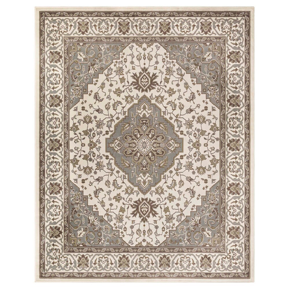 Glendale Green and Beige Rectangular Synthetic Area Rug 5' x 8'