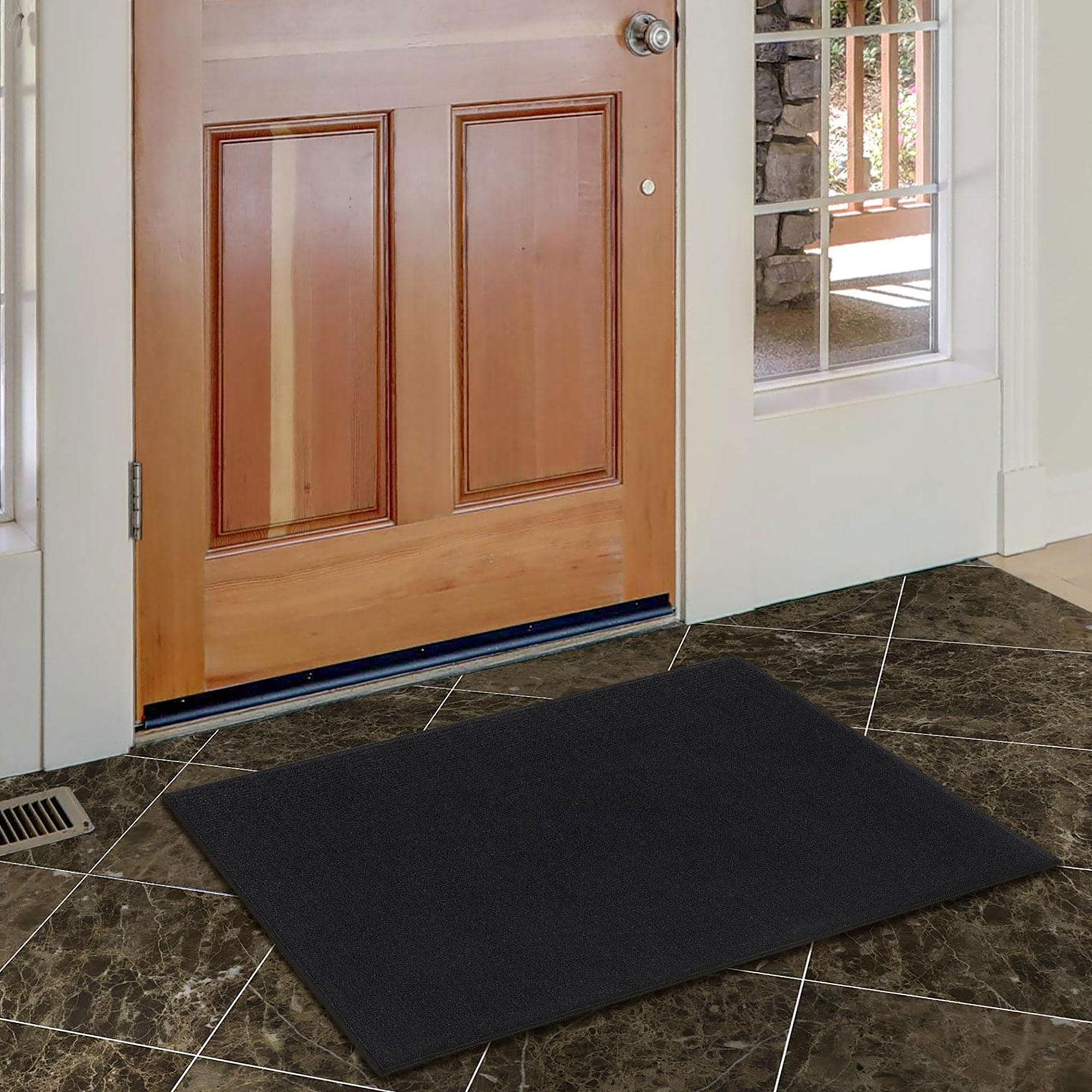 Ottomanson CLS9403-2X3 Non-Slip Entryway Rug 2 x 3 (ft) Loomed Nylon Black Rectangular Indoor Solid Area rug