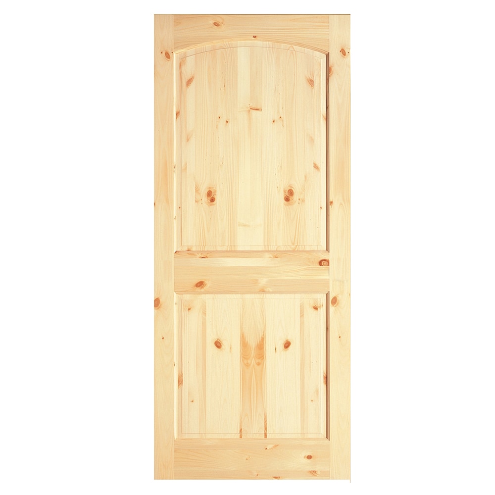 RELIABILT LO248092 24-in x 80-in Unfinished 2-panel round top plank Textured Solid core Unfinished Pine Wood Slab Door