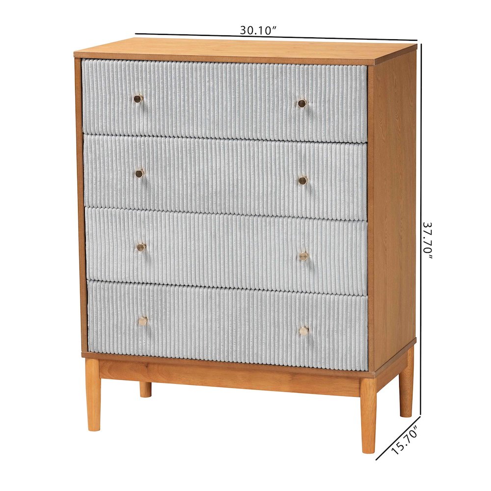 Baxton Studio Taylin Mid-Century Grey Corduroy and Oak Brown Wood 4 ...