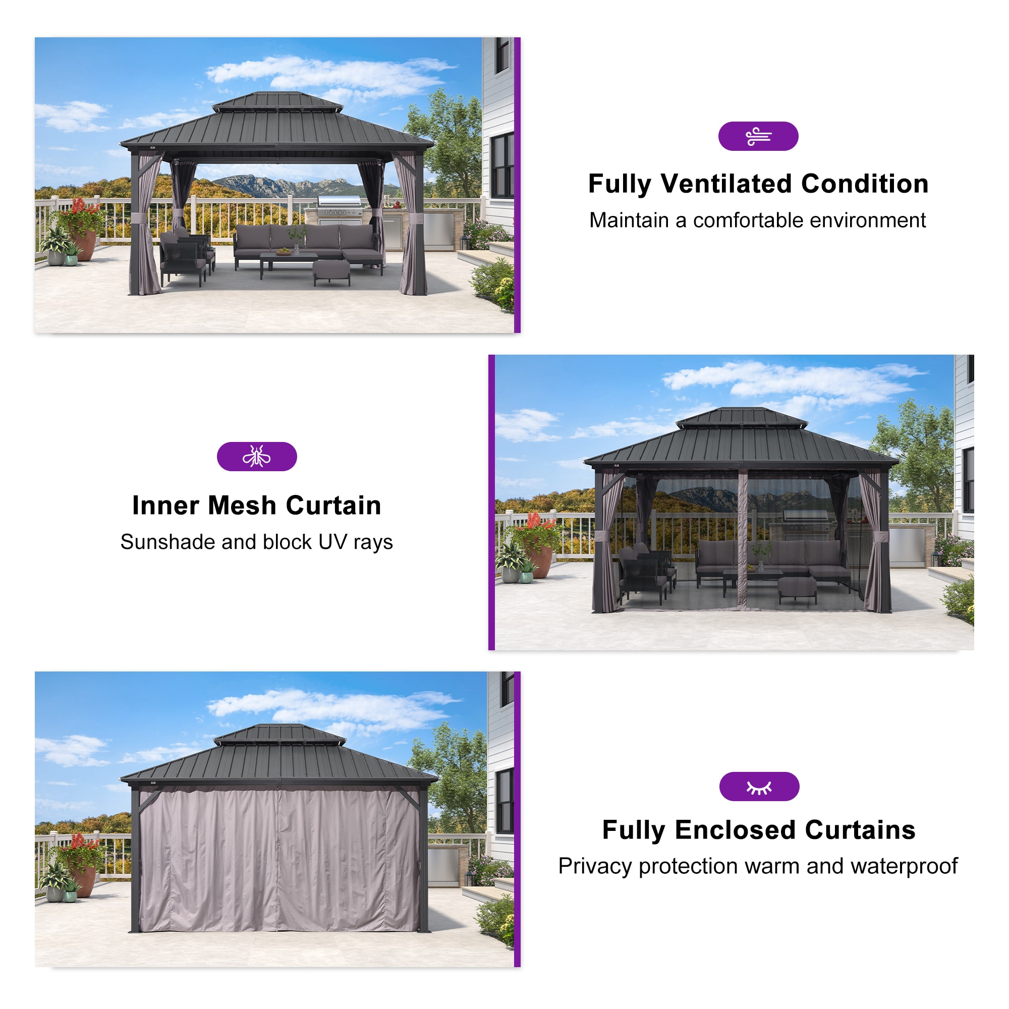PURPLE LEAF LS04JJG1214 Wood-Resin-Gazebos - View #5
