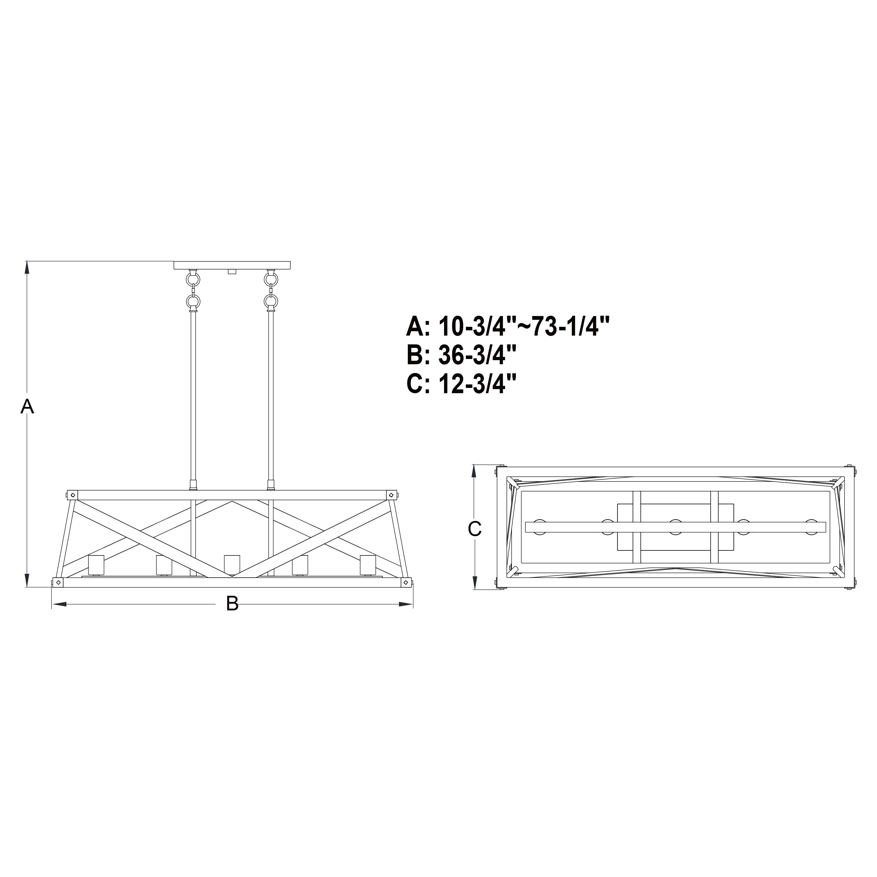 Matte Black and Sycamore Wood Cage Linear Chandelier