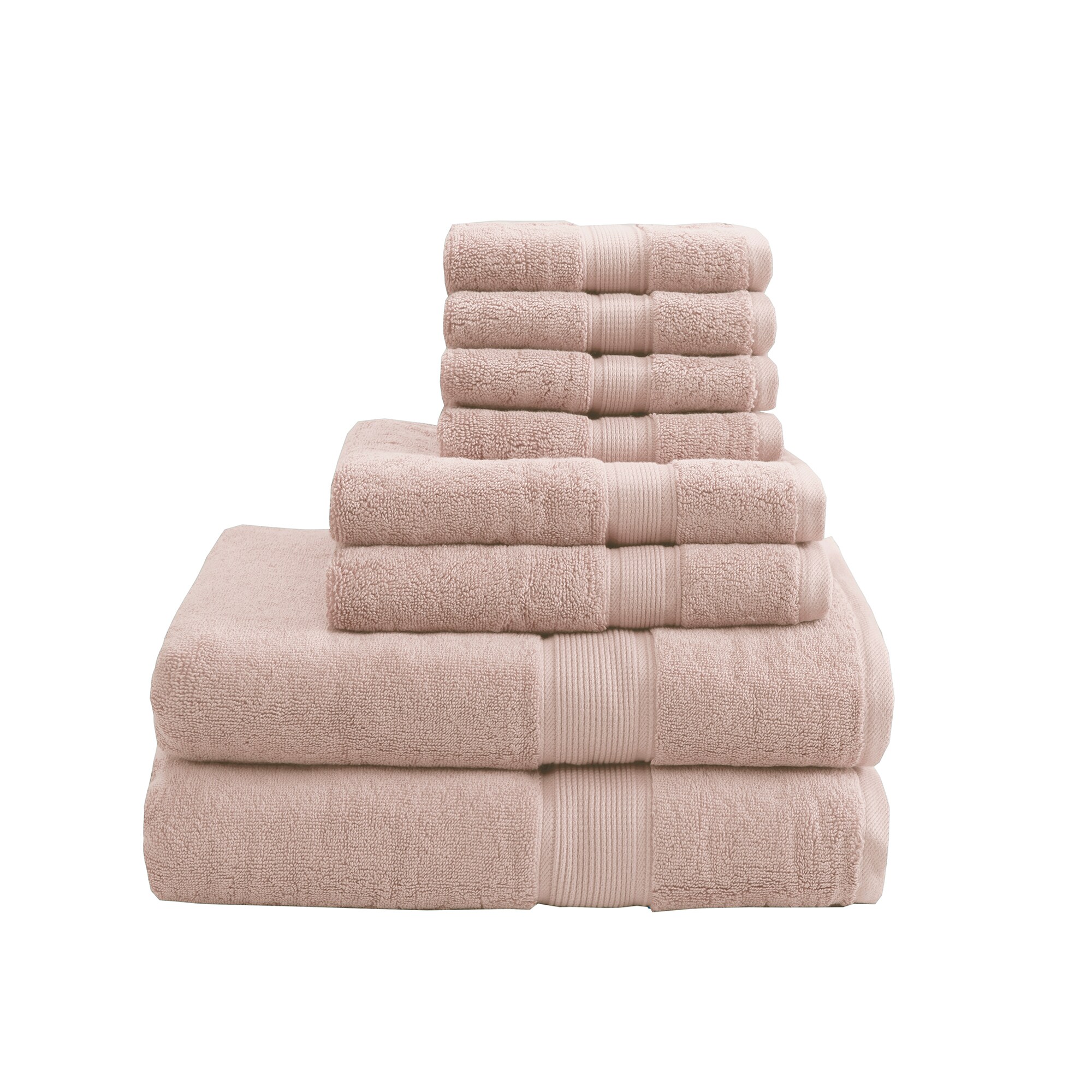 Oversized Turkish Cotton 8-Piece Towel Set in Blush