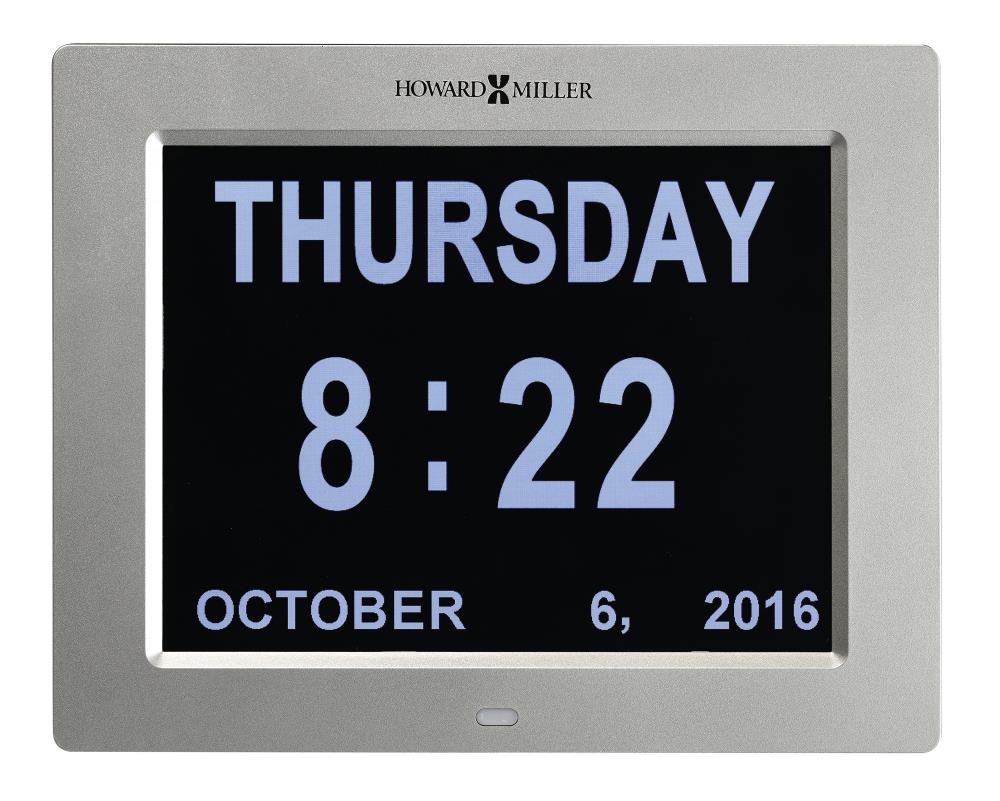 Howard Miller Memory Wall Clock 625632 Silver Metal Indoor Rectangle Digital Clock for Memory