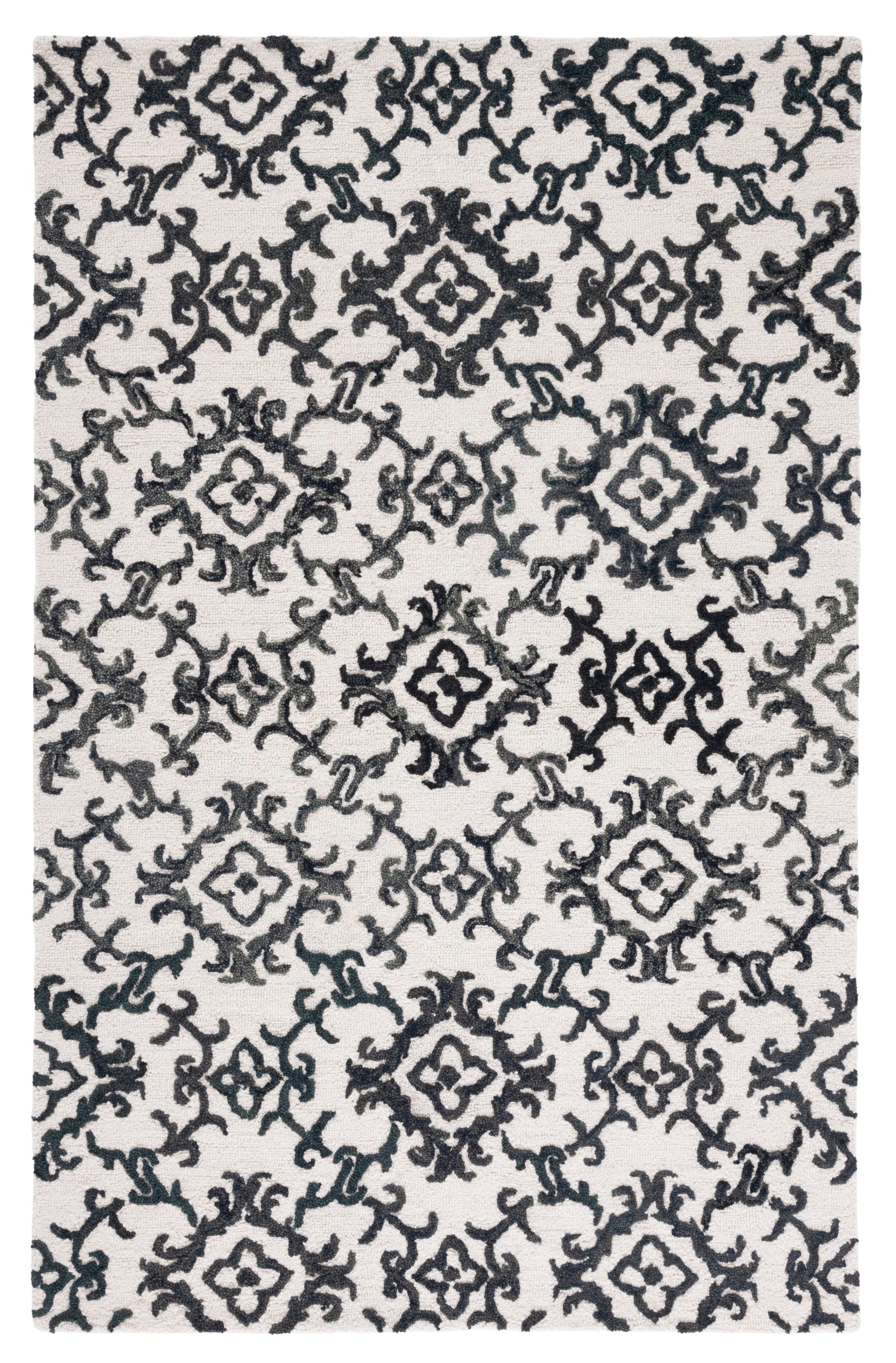 Safavieh BLM104B-6 Blossom Asma 6 x 9 (ft) Tufted Wool Ivory/Black Rectangular Indoor Abstract Bohemian/Eclectic Area rug