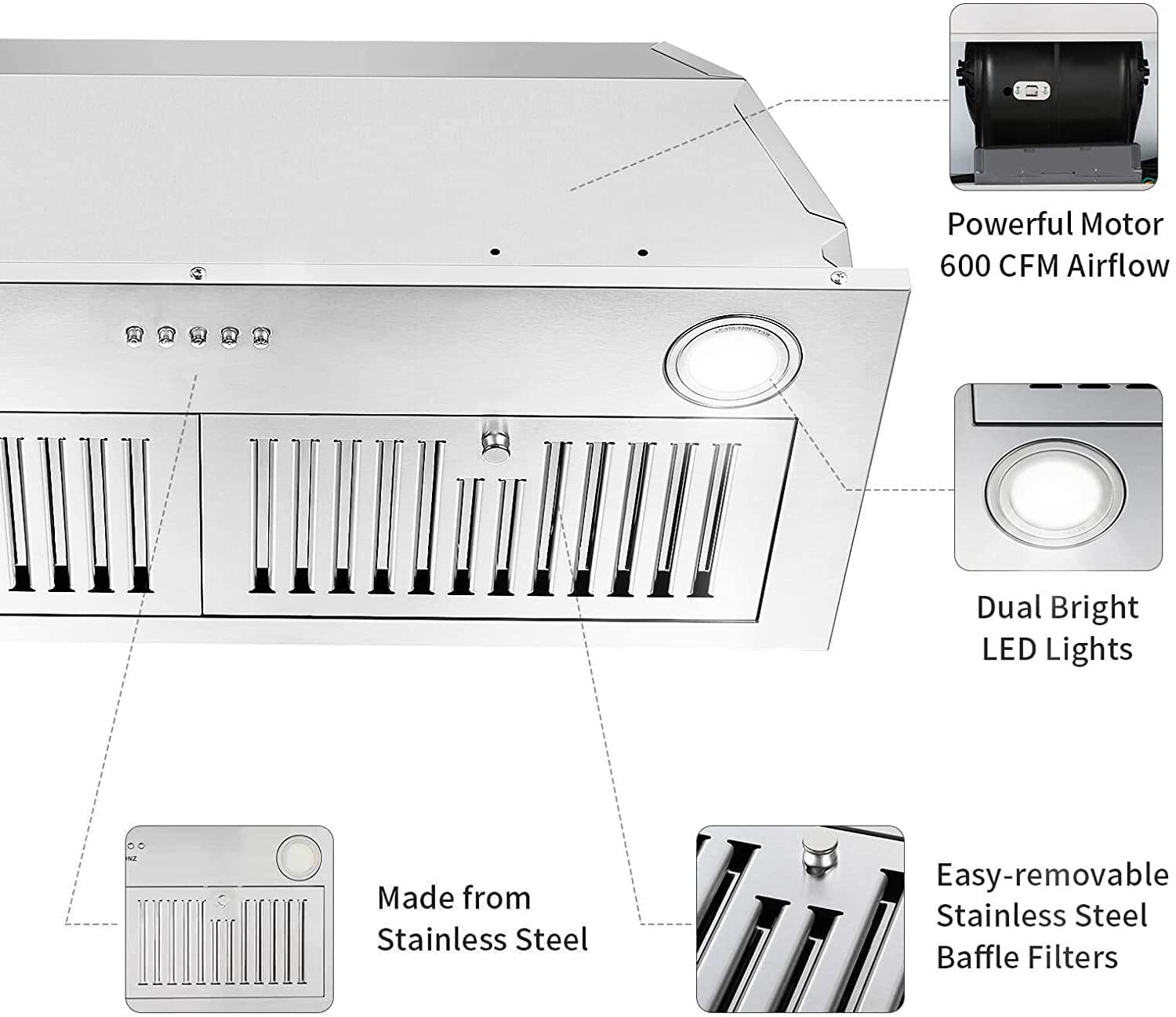 Kahomvis GEHT-DOQP-94W Undercabinet-Range-Hoods - View #14