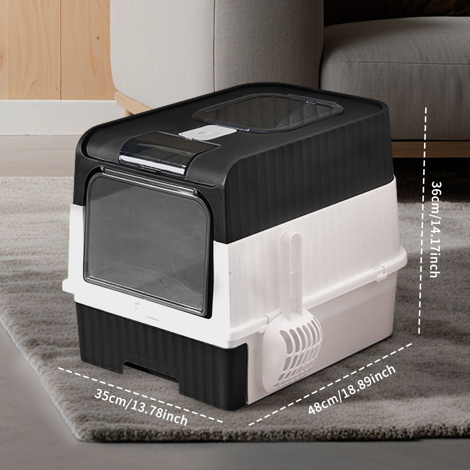 JUSHUA Black Magic Cube Intelligent Cat litter Box Free Hands Enjoy Pure Life Automatic Cleaning Silent Design Preferred for Multi Cat Families