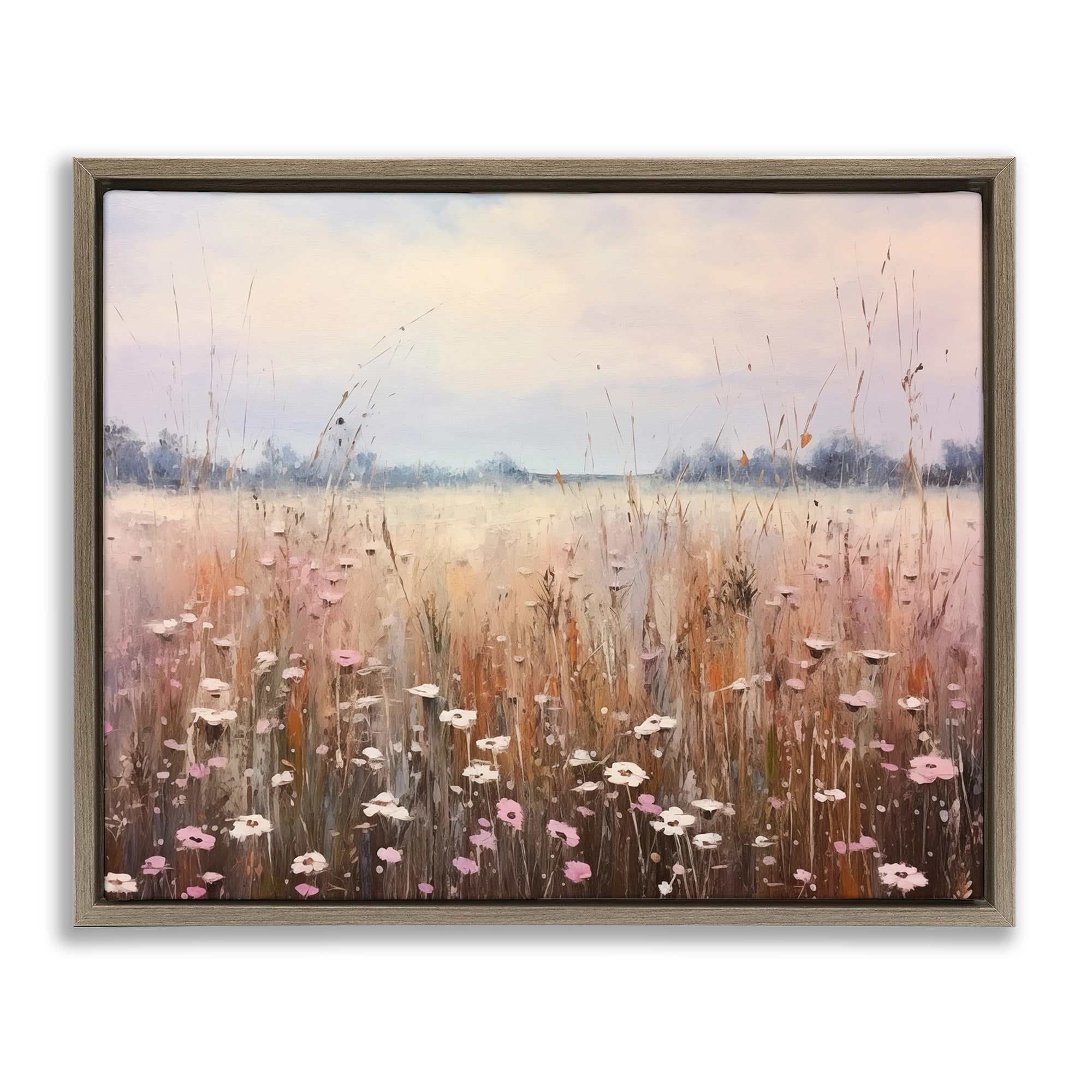 Stupell Industries BT-764-FFE-24X30 Neutral Tone Wildflower Field Floating Frame design by Arlington Prints