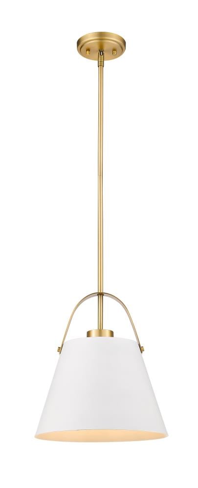 Matte White and Heritage Brass 12.5" Contemporary Pendant Light