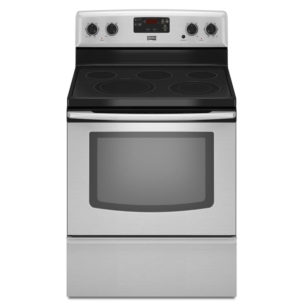 GE 30-in Smooth Surface Glass Top 4 Elements 5.3-cu ft Self