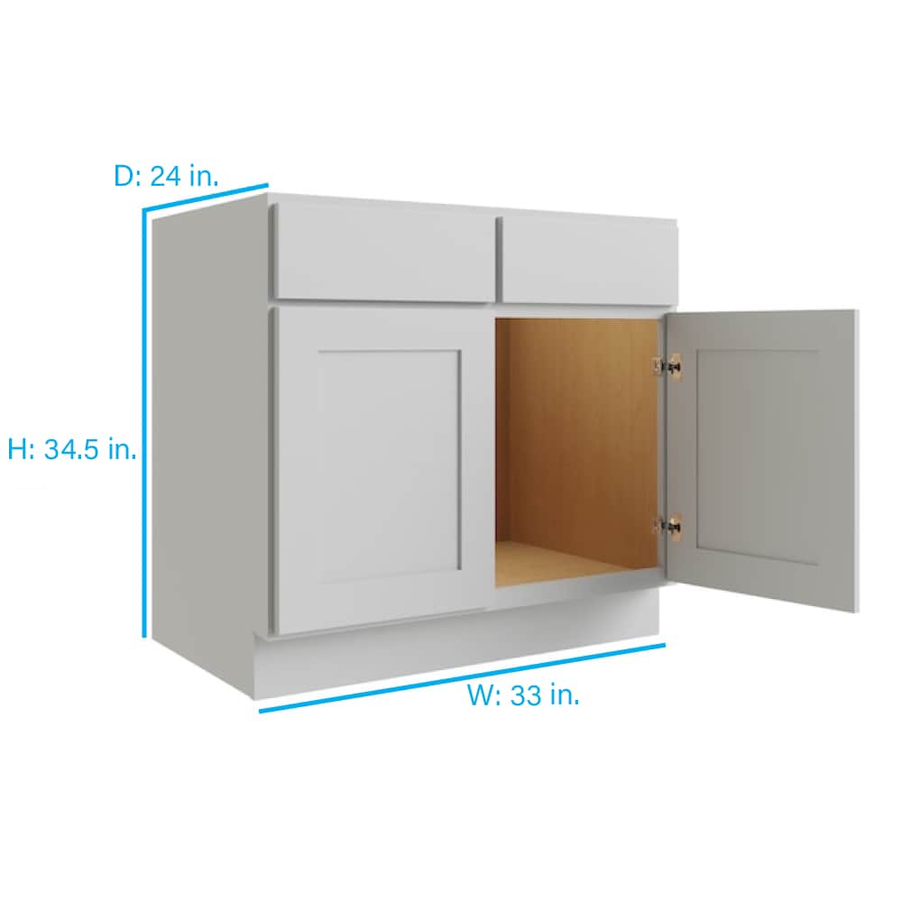 RELIABILT Parkstone 33-in W x 34.5-in H x 24-in D Grey Base Fully Assembled Plywood Cabinet (Flat Panel Shaker Door Style)