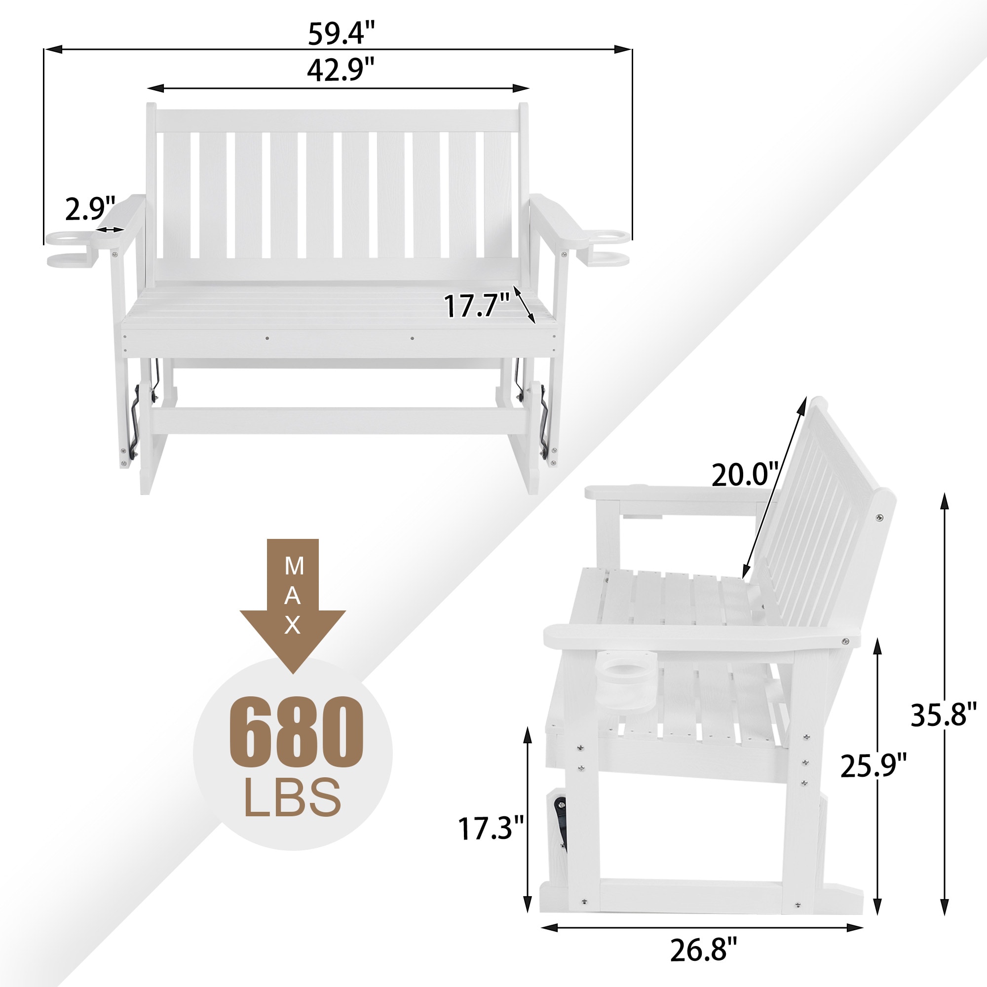 Fortune Candy GS002BS-W Swing-Gliders - View #2