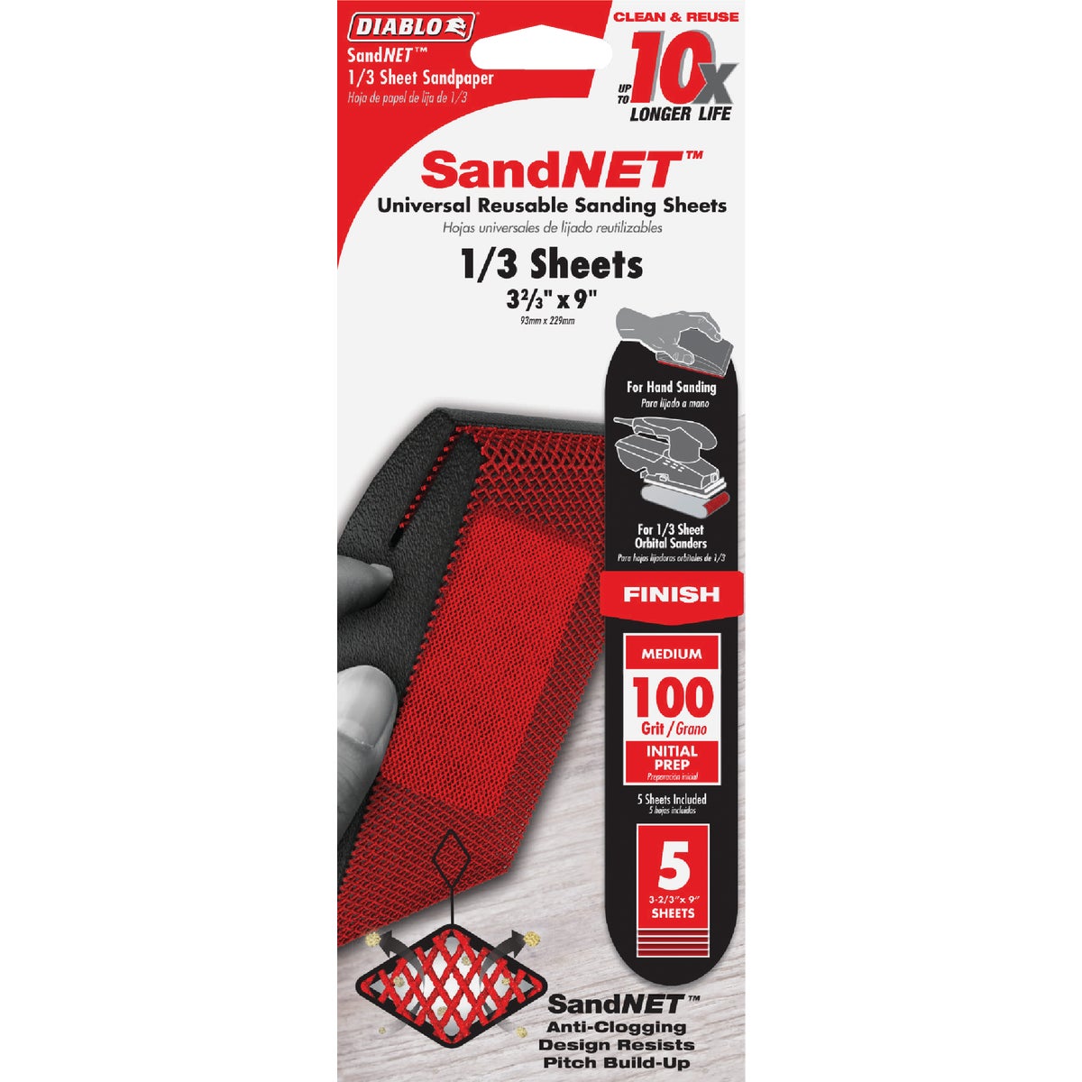 Diablo Freud  1/3 SandNet Sheets 100 Grit - Premium Reusable Sanding Sheets