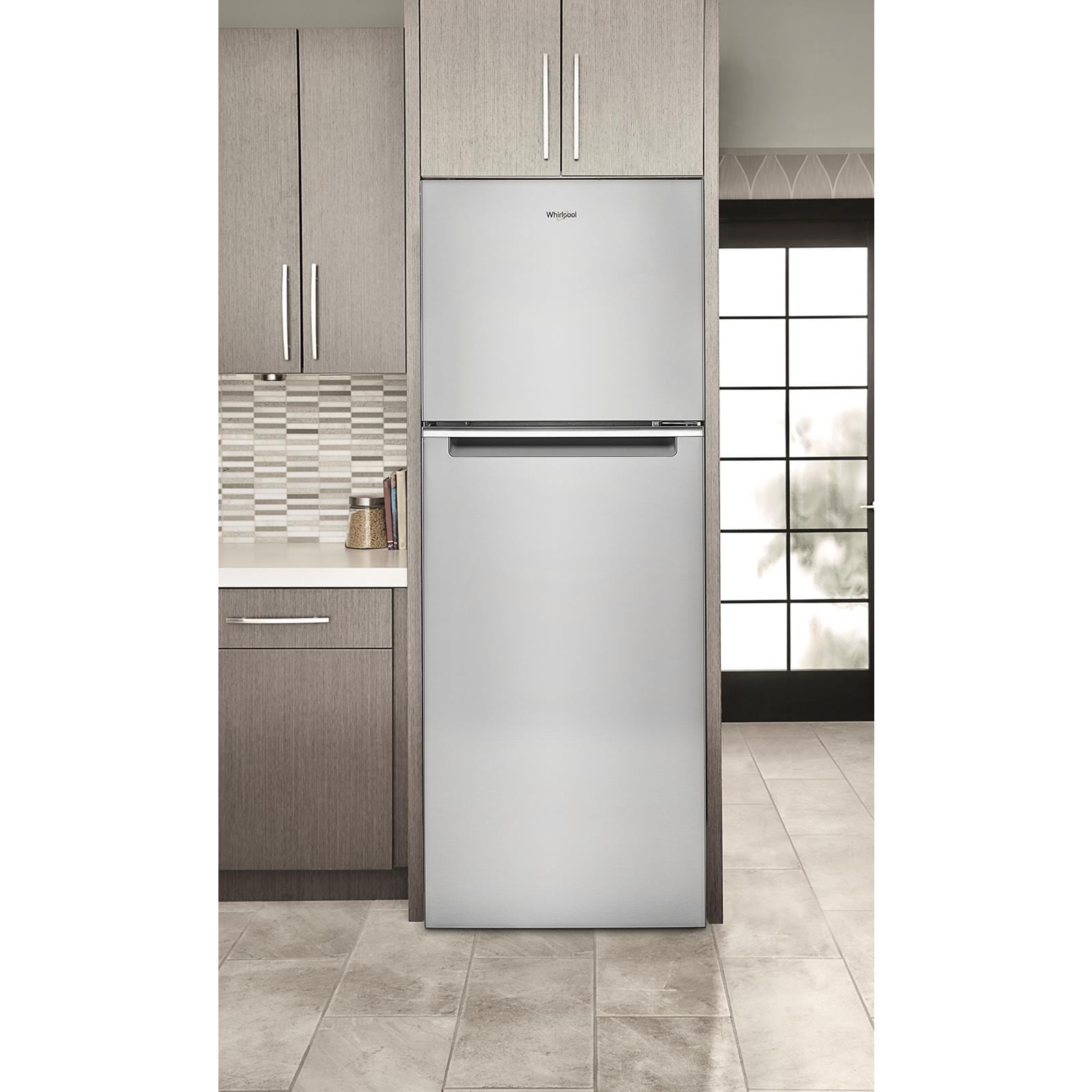 Whirlpool 12.9-cu ft Counter-depth Built-In Top-Freezer Refrigerator  (Fingerprint Resistant Stainless Finish) in the Top-Freezer Refrigerators  department at