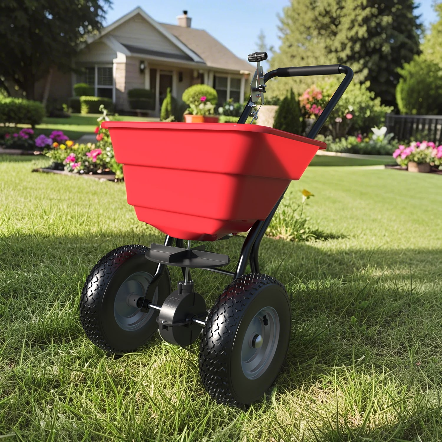 MIDHAM GT1504 80-lb Heavy Duty Series Broadcast Compatible with Ice Melt, Salt, Fertilizer, Seed Spreader