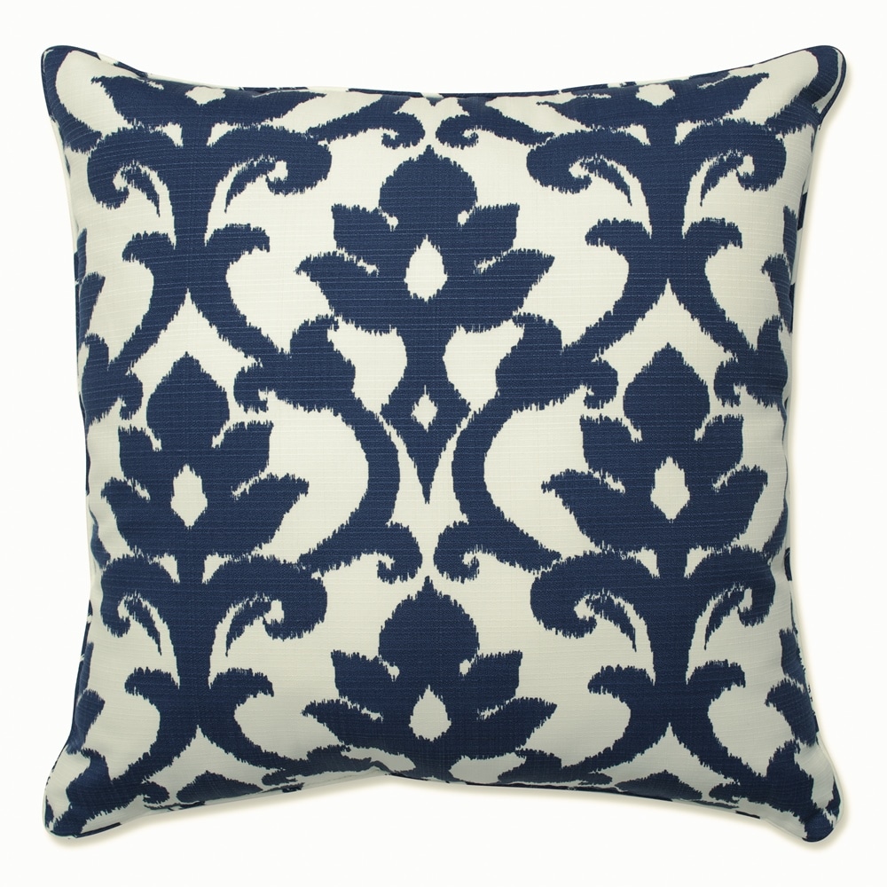 Pillow Perfect 598857 Basalto Navy Damask Blue Square Throw Pillow