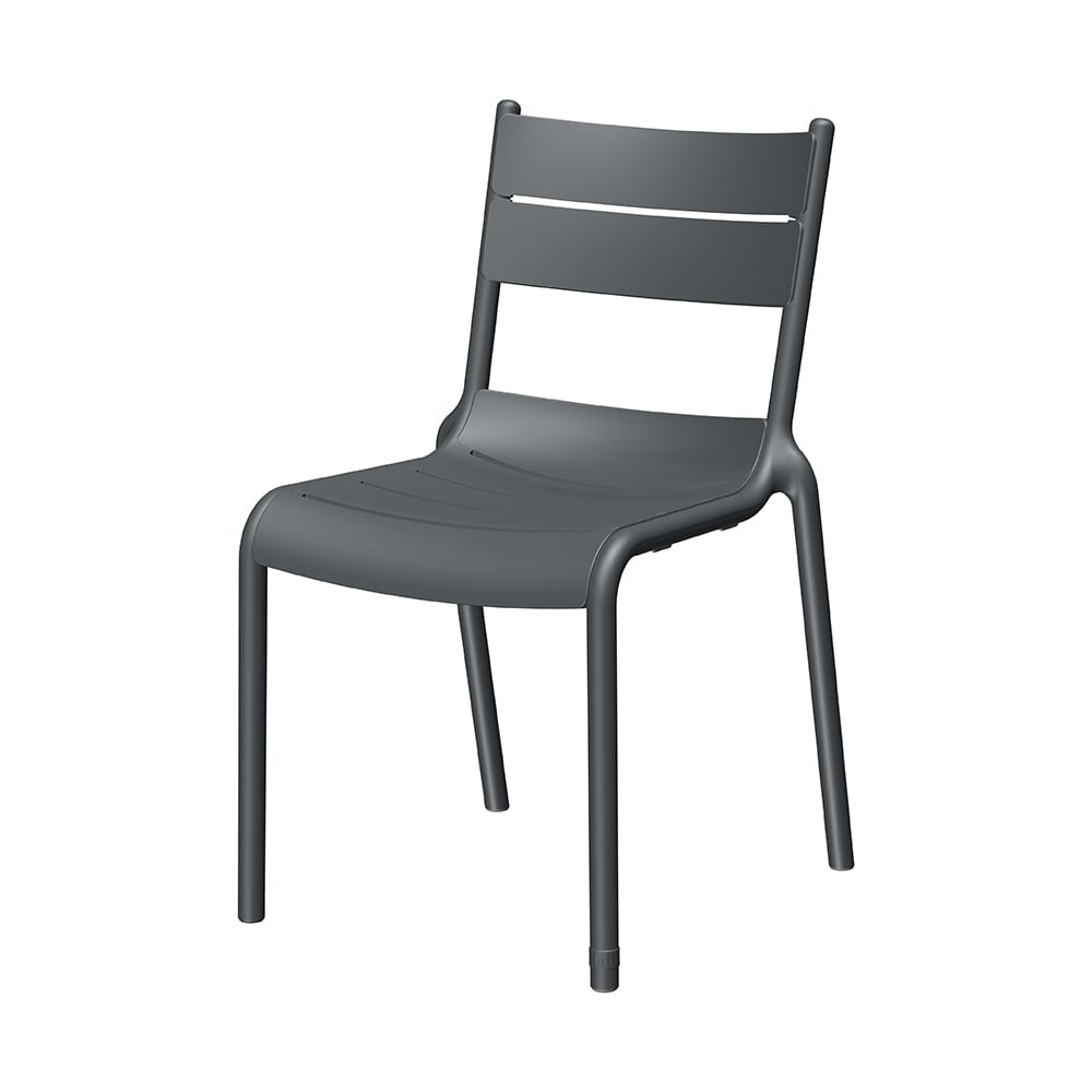 Lagoon 7220G7-BSLGS Naples Set of 2 Stackable Dark Grey Resin Frame Stationary Dining Chair with Solid Seat