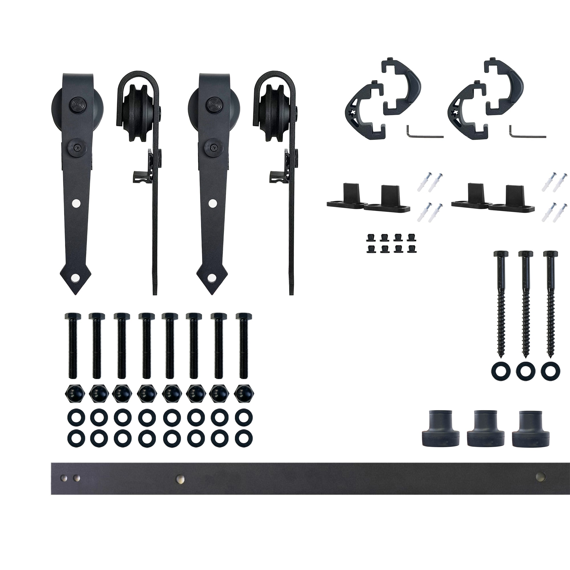 HOMACER JT2TGH048C 48-in Rustic black Black Indoor Arrow Double Barn door hardware kit