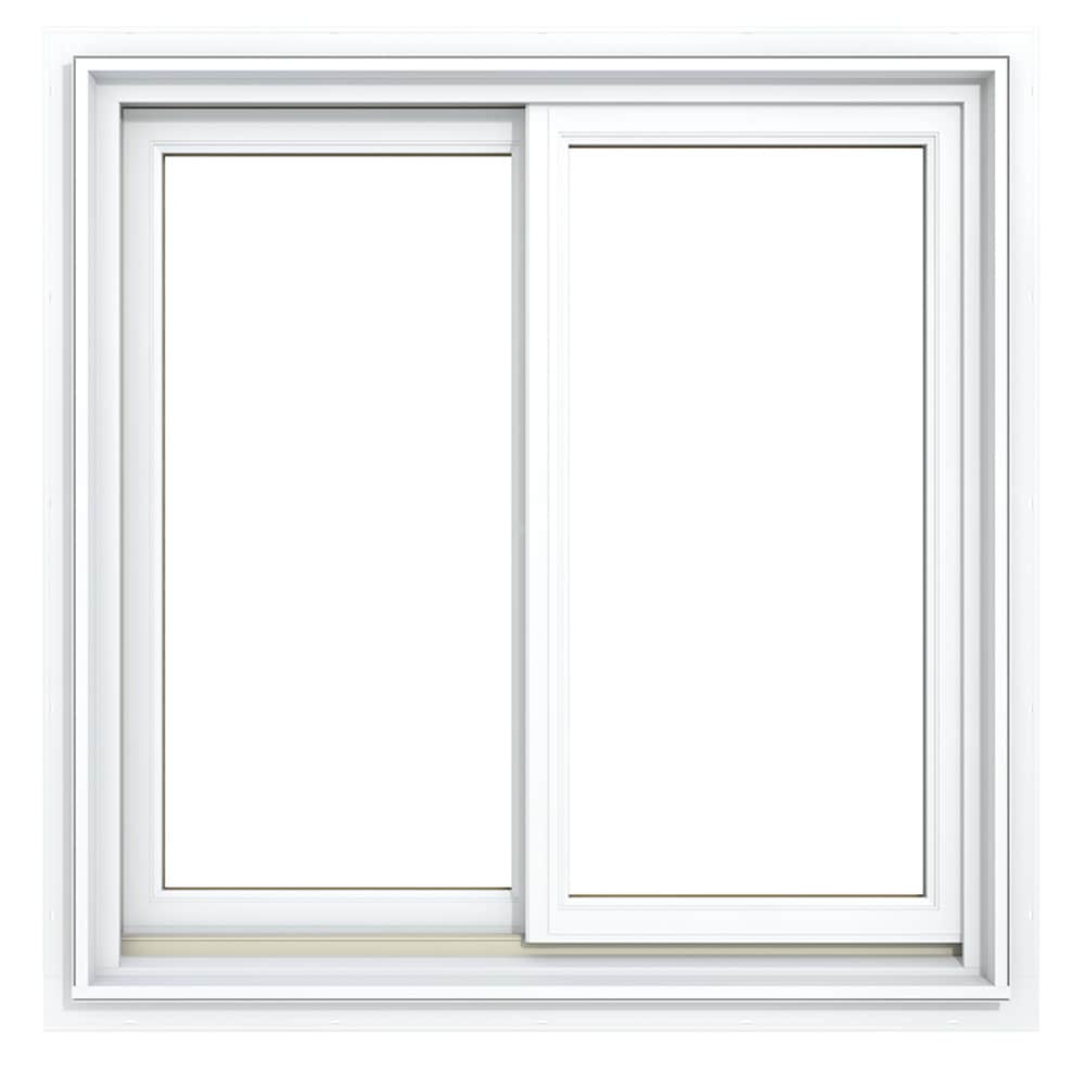 JELD-WEN LOWOLJW140500106 W-5500 Brilliant White Exterior Natural Unfinished Pine Interior Left/Right Handed Aluminum-clad Sliding Window Annealed Glass (Full Screen Included)