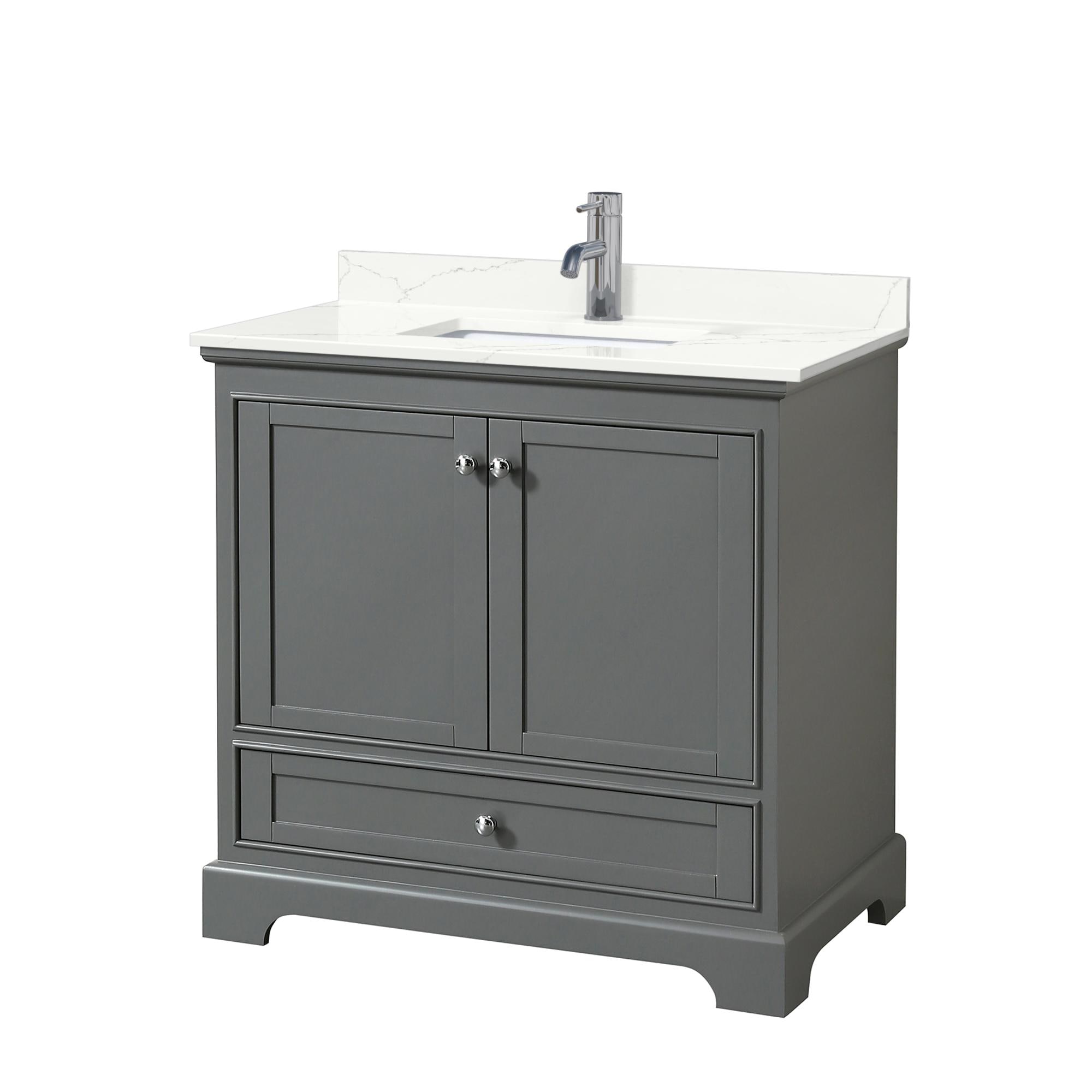 Wyndham Collection WCS202036SKGGTUNSMXX Deborah 36-in Dark Gray Undermount Single Sink Bathroom Vanity with Giotto Quartz Top