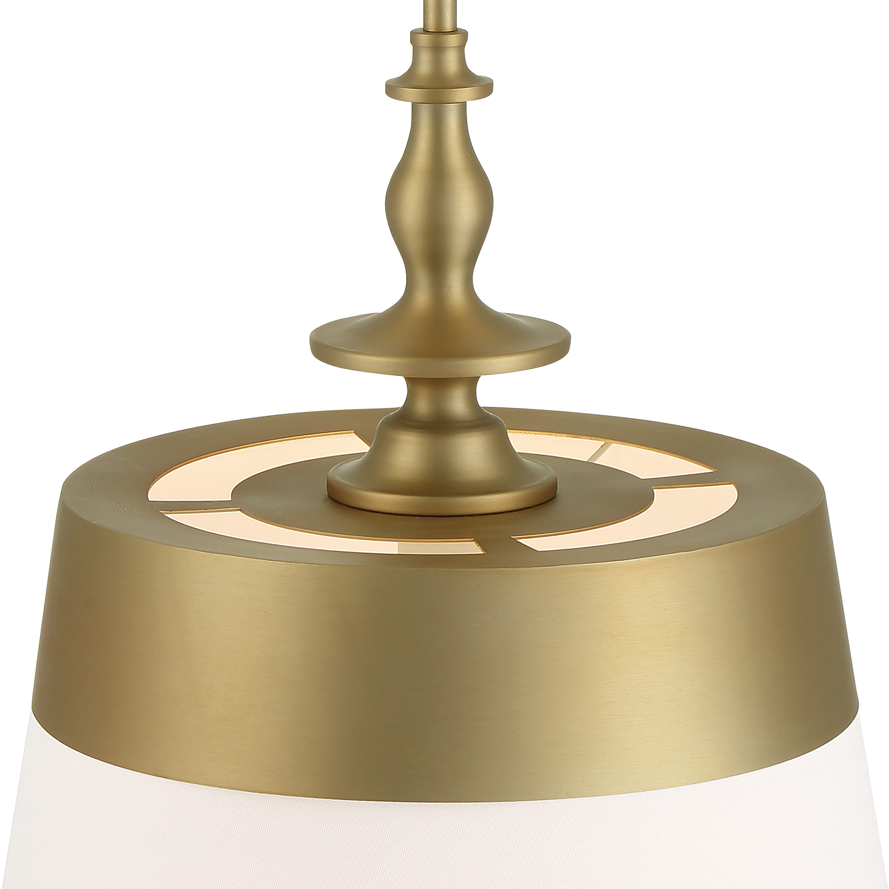 Ava Brushed Gold Drum Pendant Light with White Shade