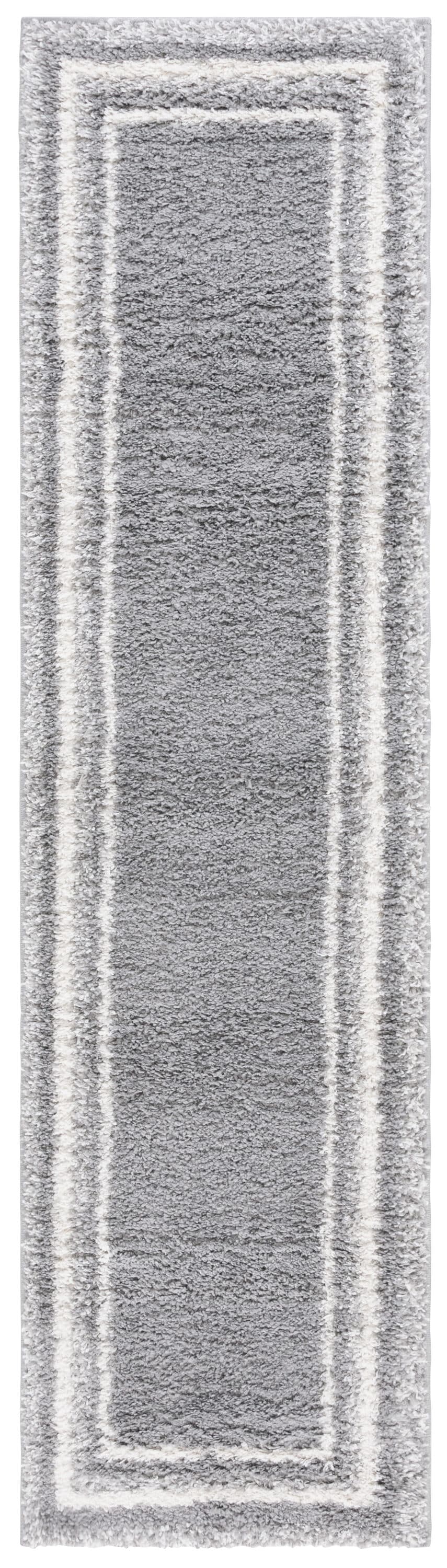 Safavieh BSP251G-28 2 x 8 (ft) Loomed Polyester/Polypropylene Gray/Ivory Rectangular Indoor Border Mid-Century Modern Runner rug