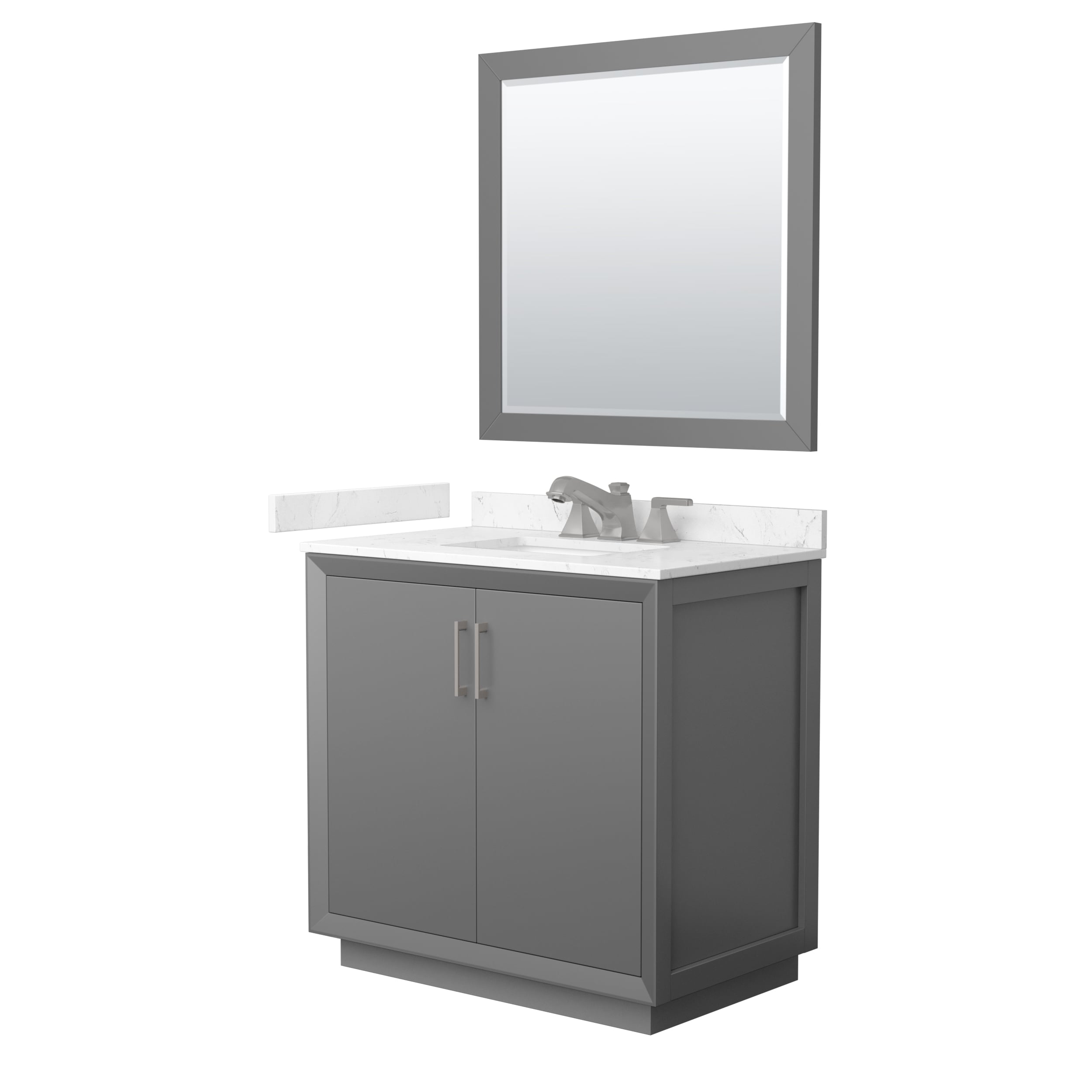 Wyndham Collection - Strada 36-in Dark Gray with Brushed Nickel Trim Undermount Single Sink Bathr...