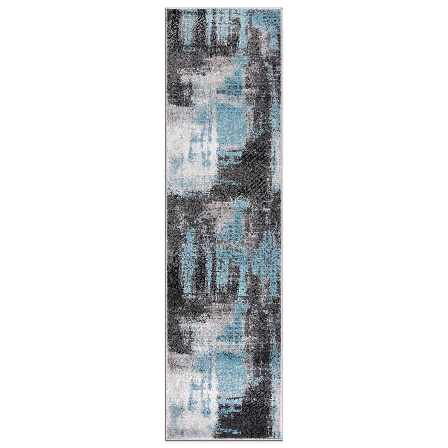 World Rug Gallery 939BLUE2X7 2 x 7 (ft) Loomed Polypropylene Blue Rectangular Indoor Abstract Global Runner rug