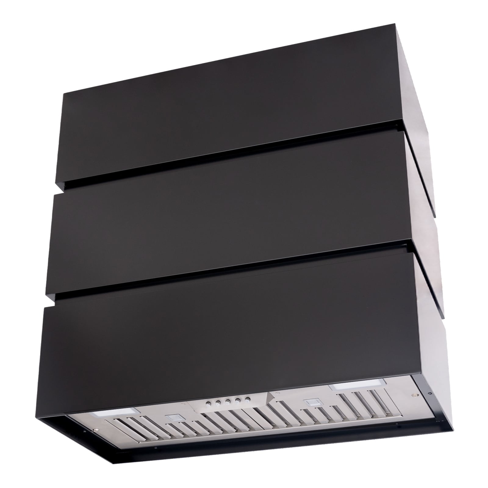 Akicon AK-HS30L-JB 30 inch Ducted 600-CFM Jet Black Wall-Mounted Range Hood with Charcoal Filter
